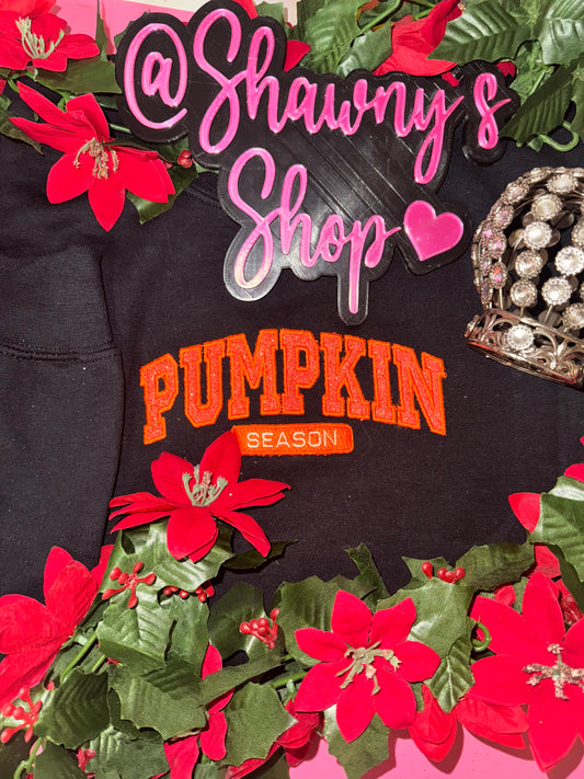 Pumpkin Season embroidered crew neck top