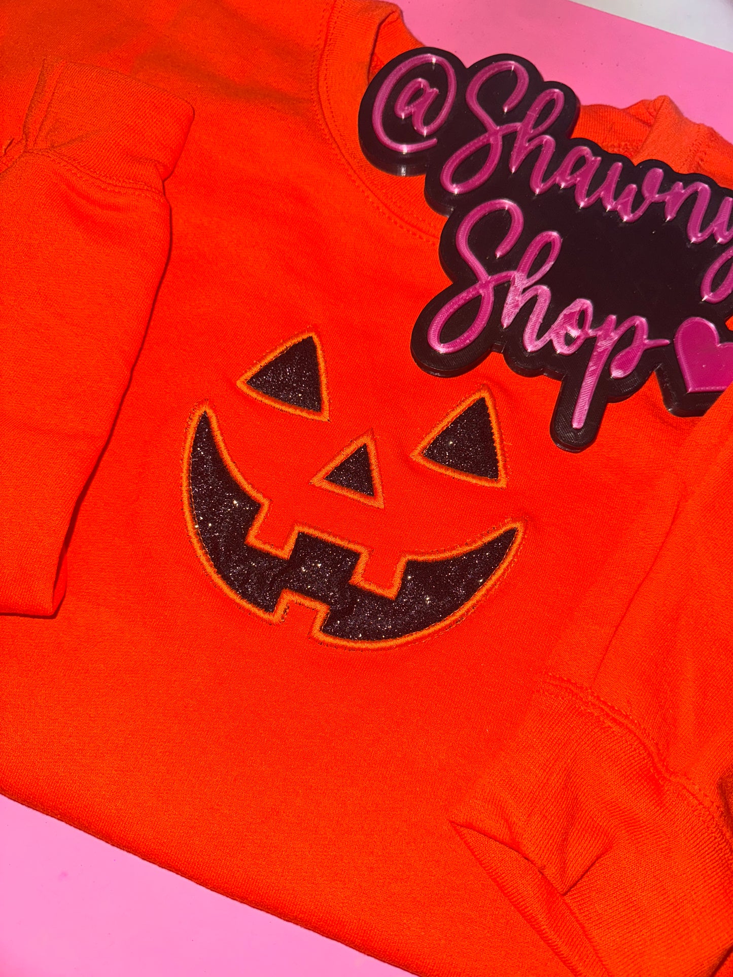 Pumpkin glitter embroidered sweater top