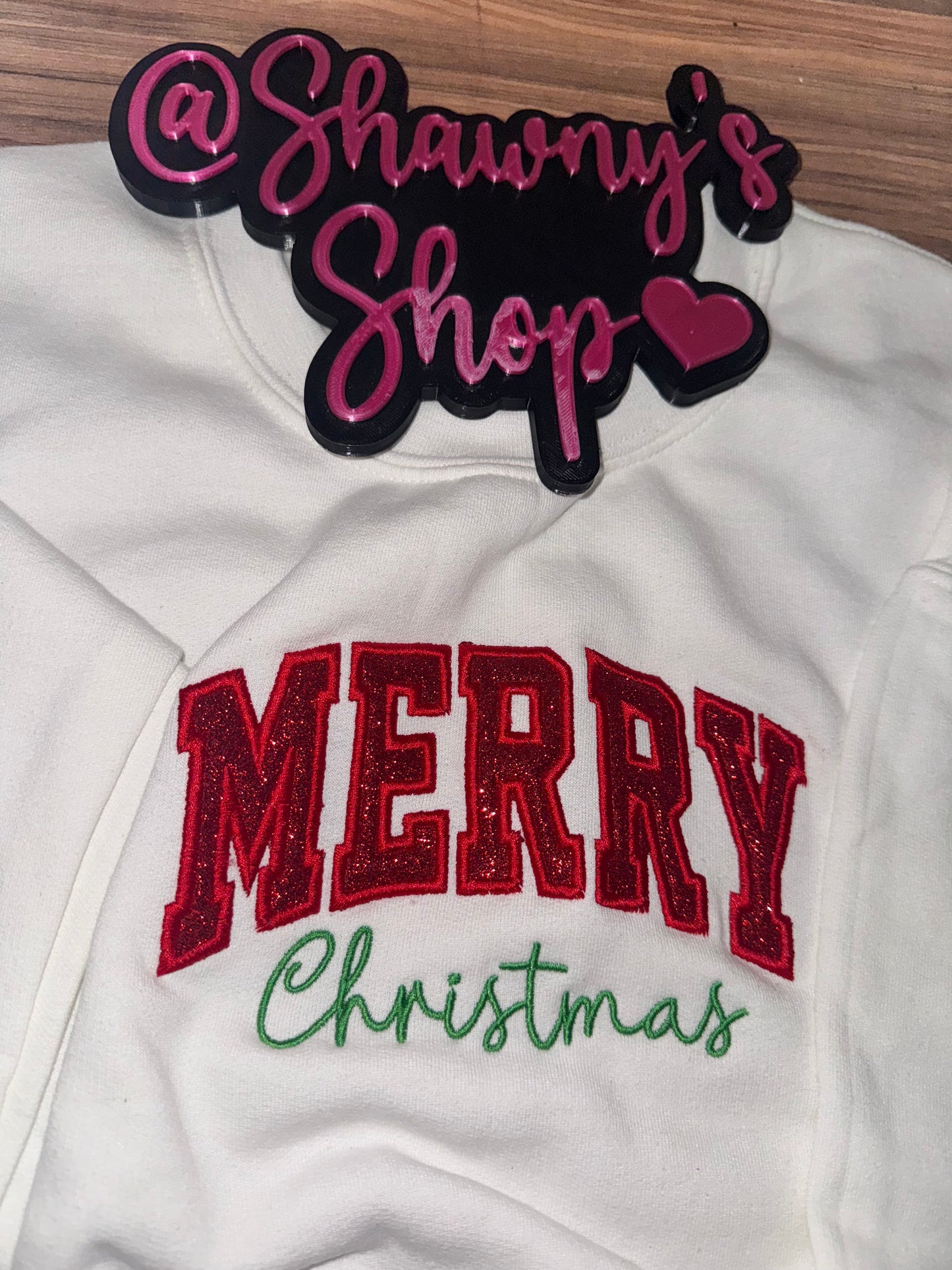 Embroidered Christmas tree cake side bow sweater top
