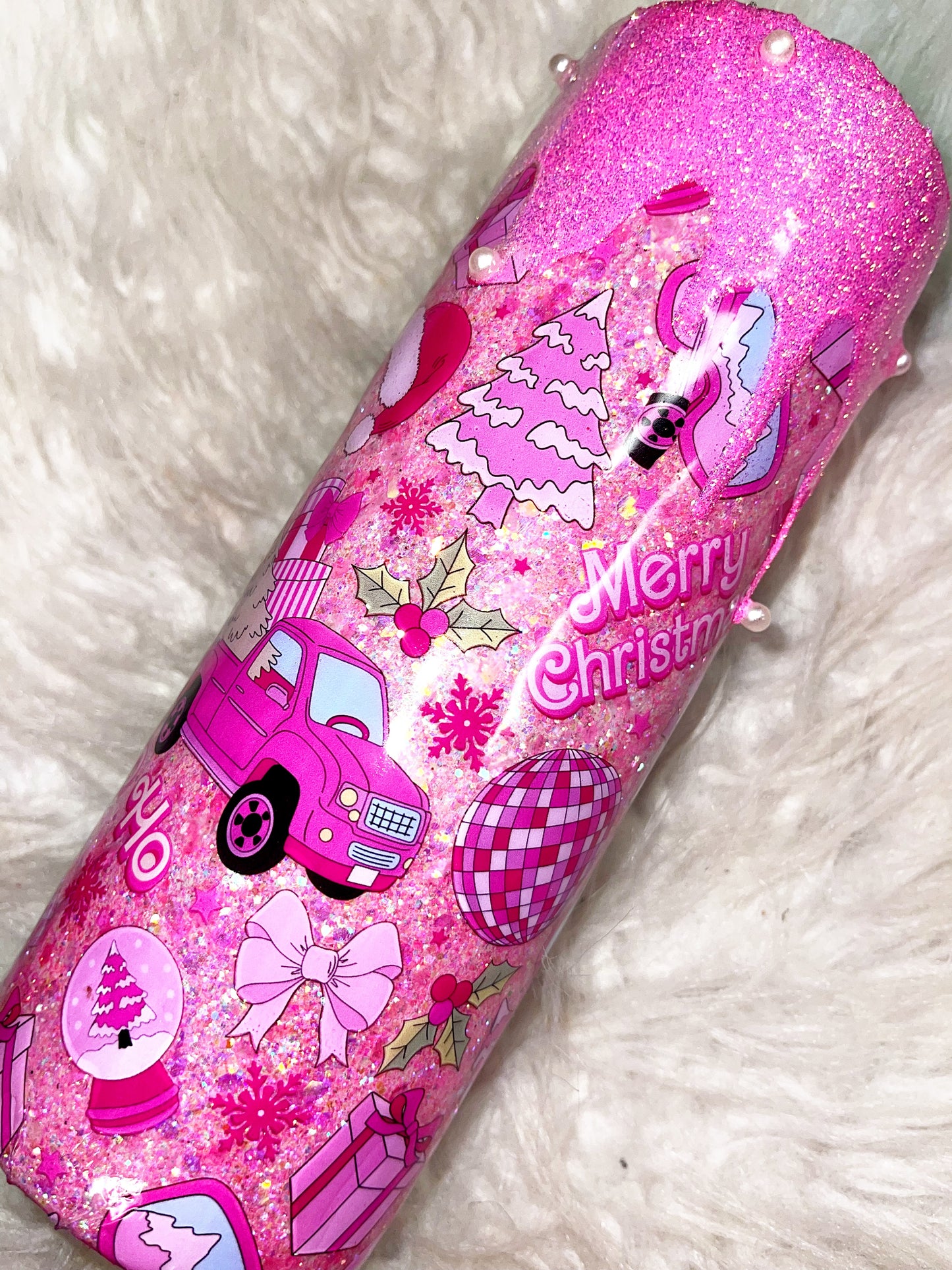 20oz drip pink Christmas ready to ship tumbler