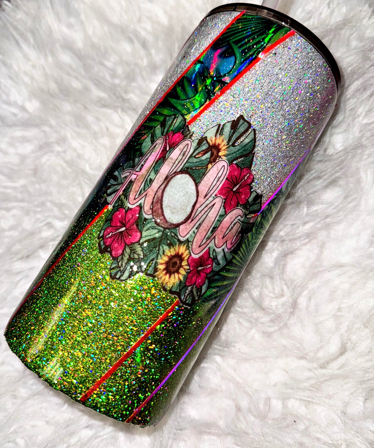 Aloha holographic ready to ship tumbler