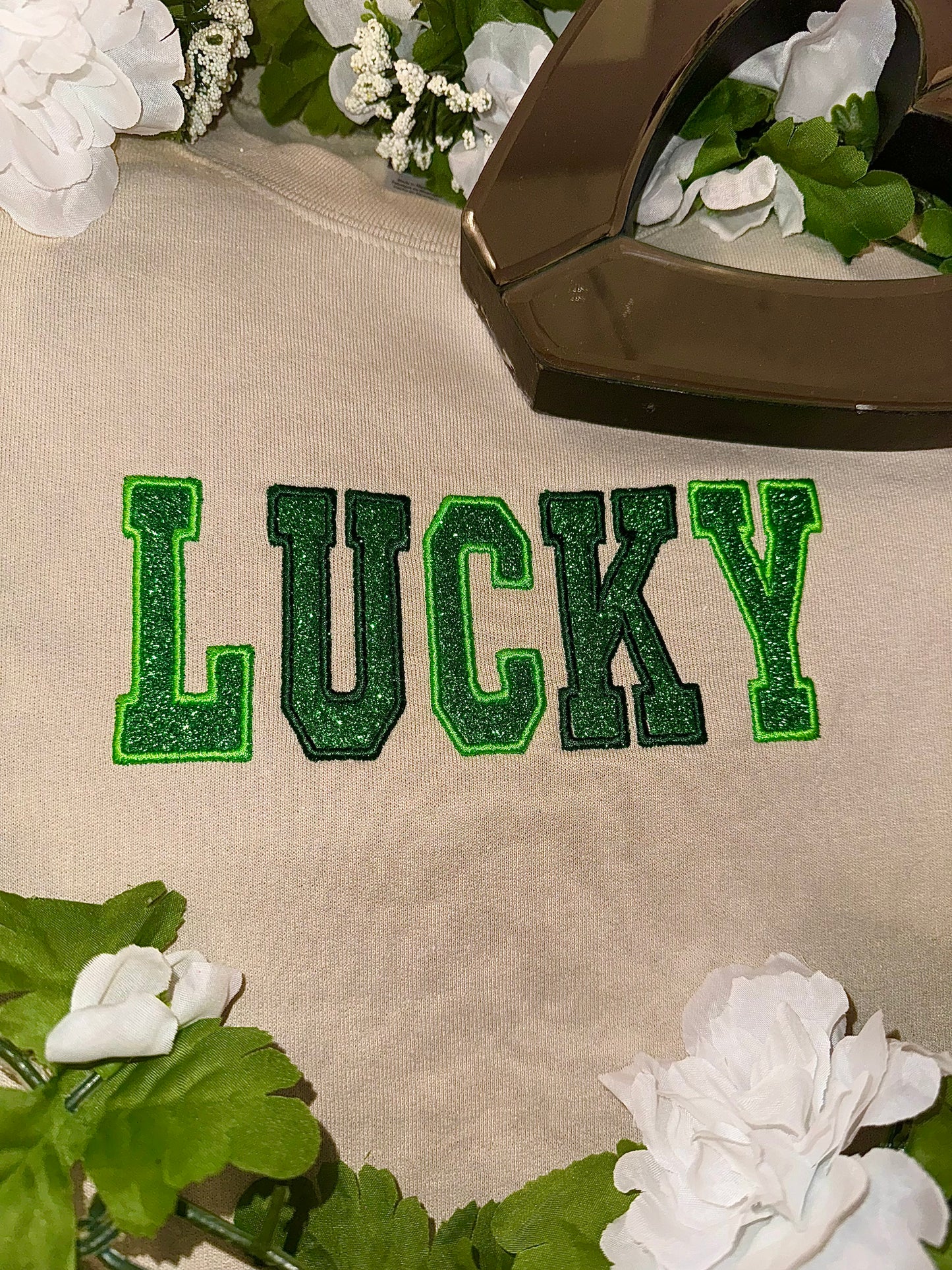 Lucky glitter embroidered top