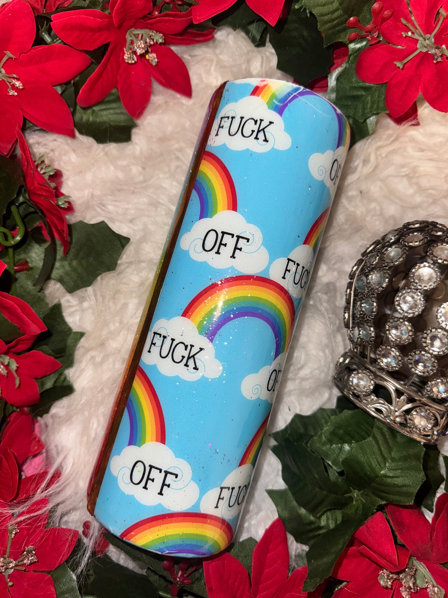 20oz rainbow F off ready to ship tumbler