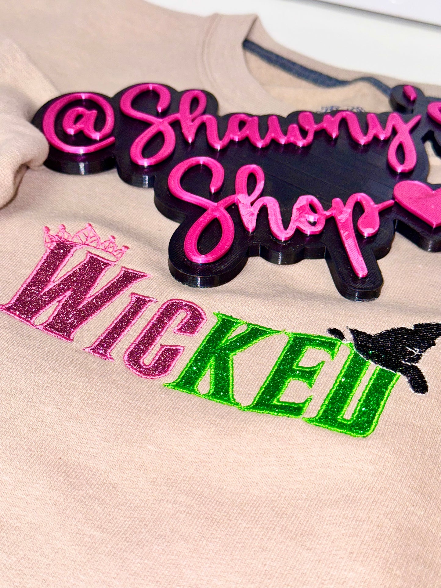 WICKED side bows glitter embroidered sweater top