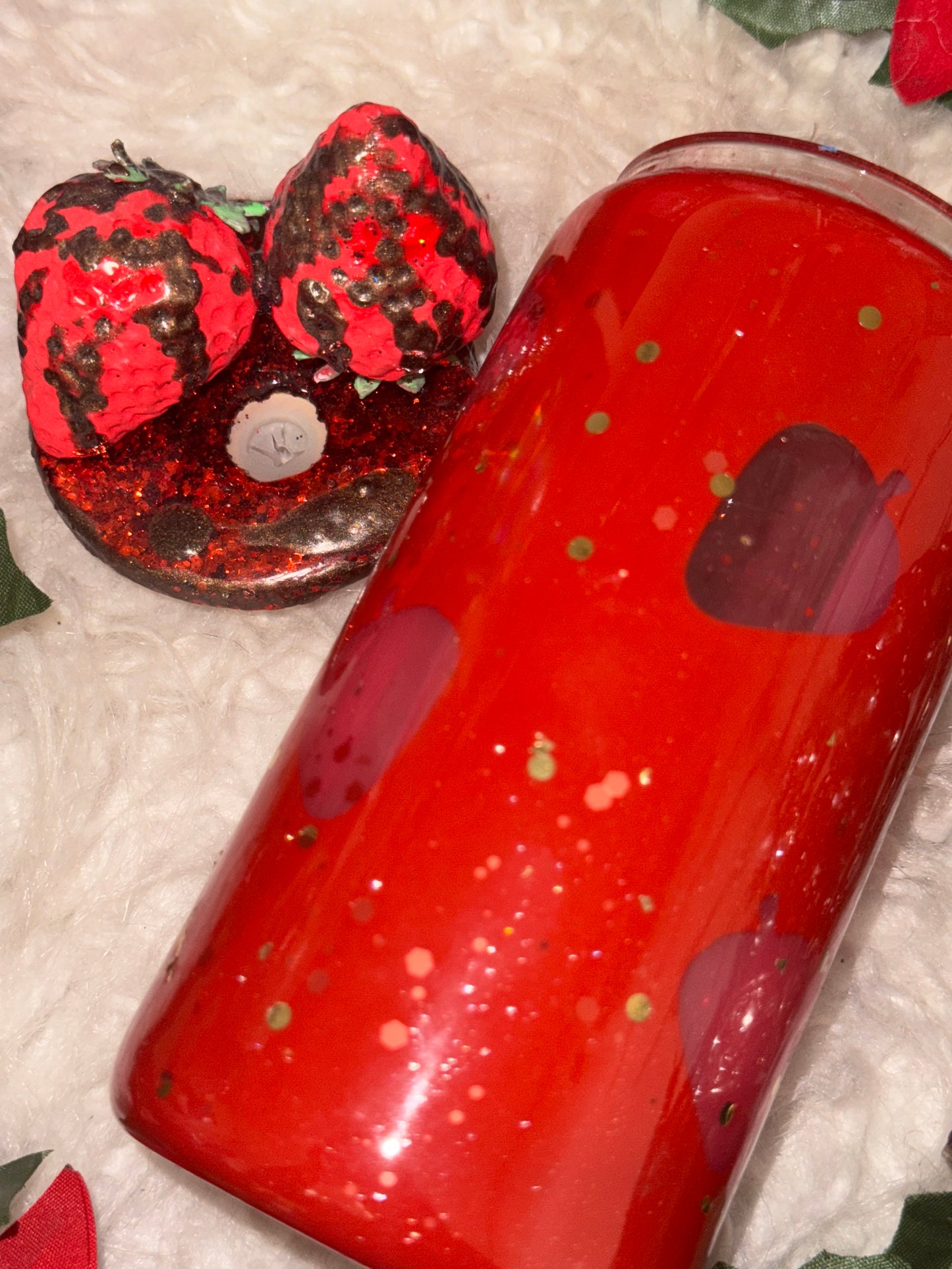 Chocolate covered strawberry glass can ready to ship tumbler