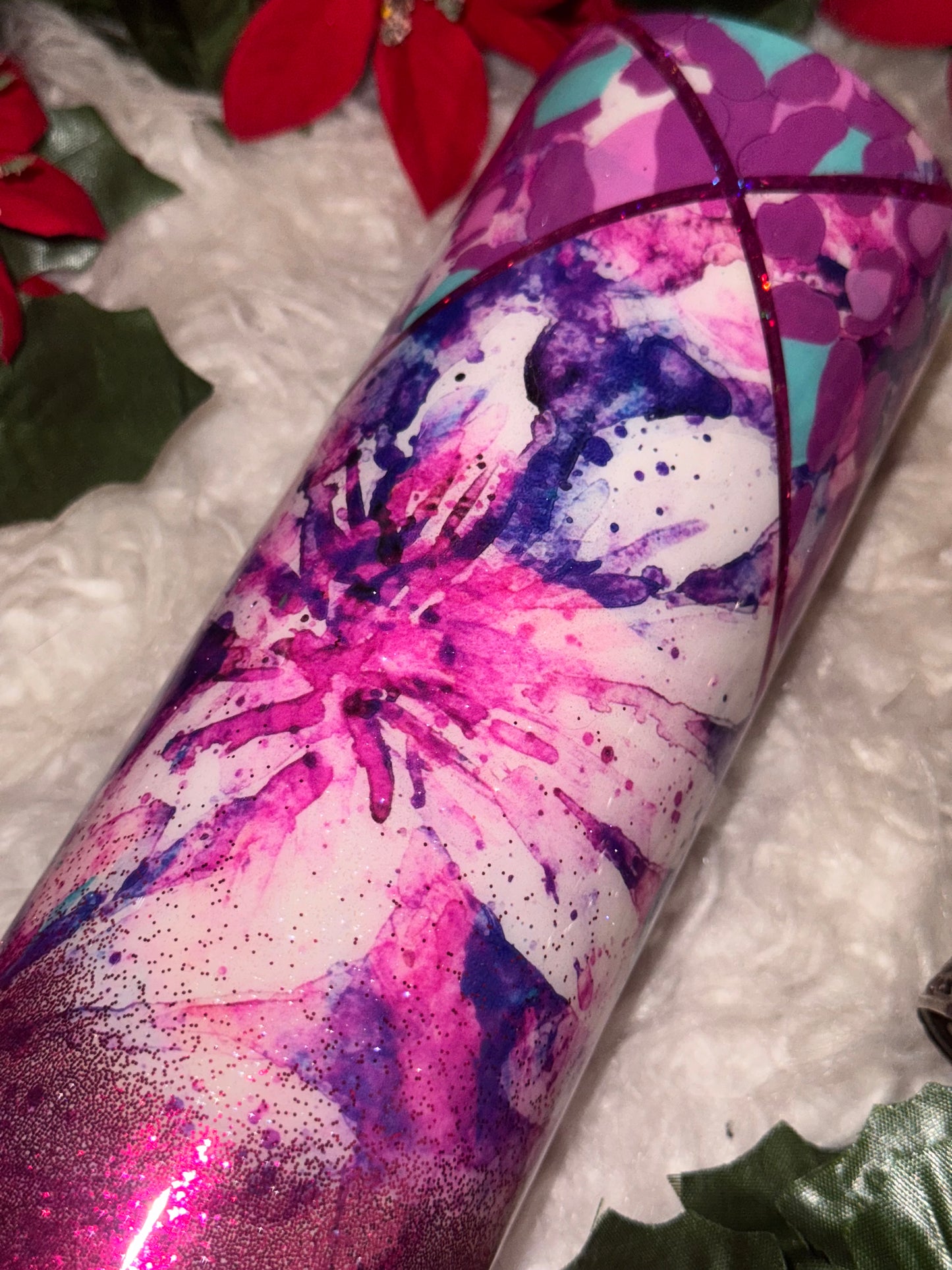20oz purple floral ready to ship tumbler