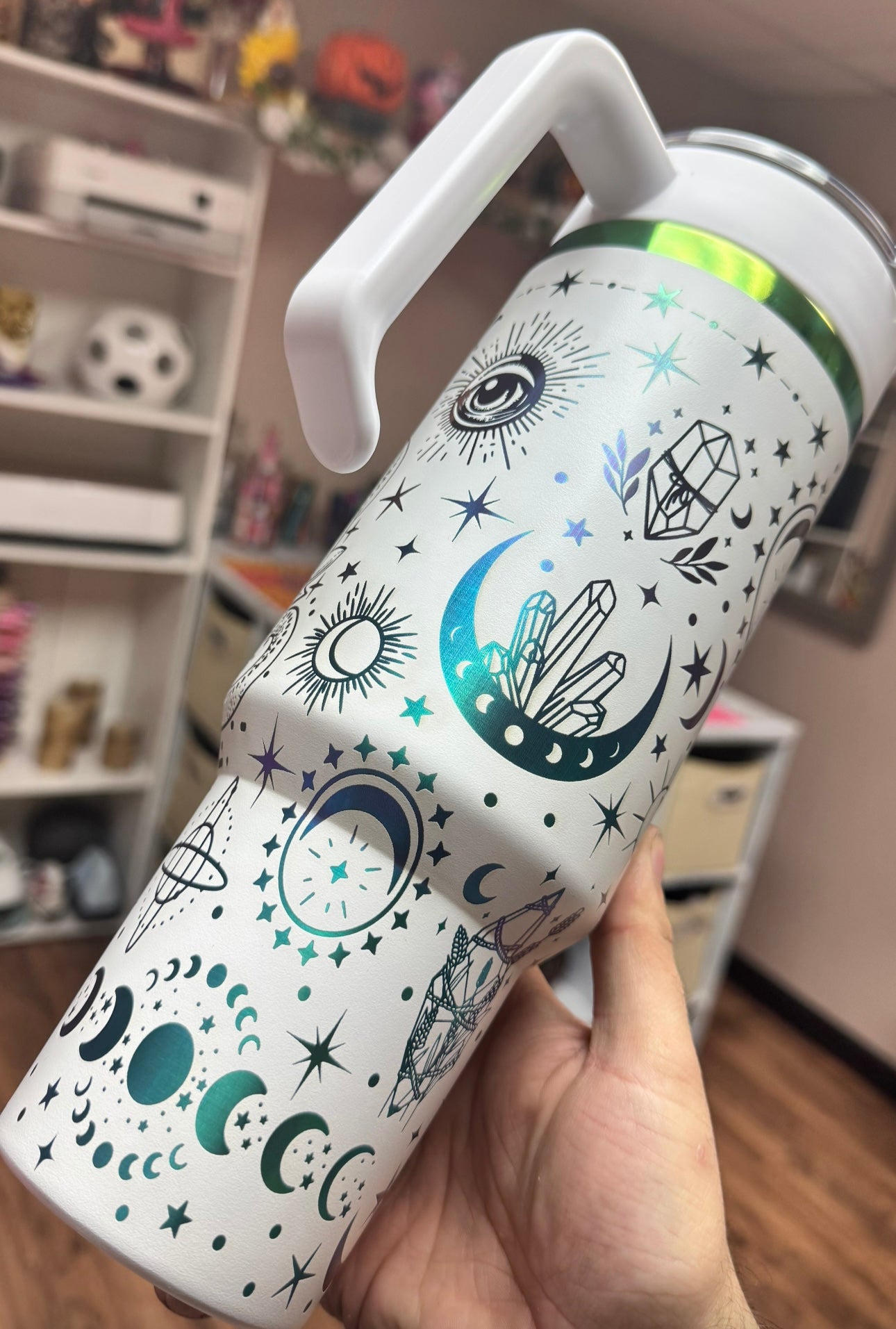 40oz magical snake rainbow engraved tumbler