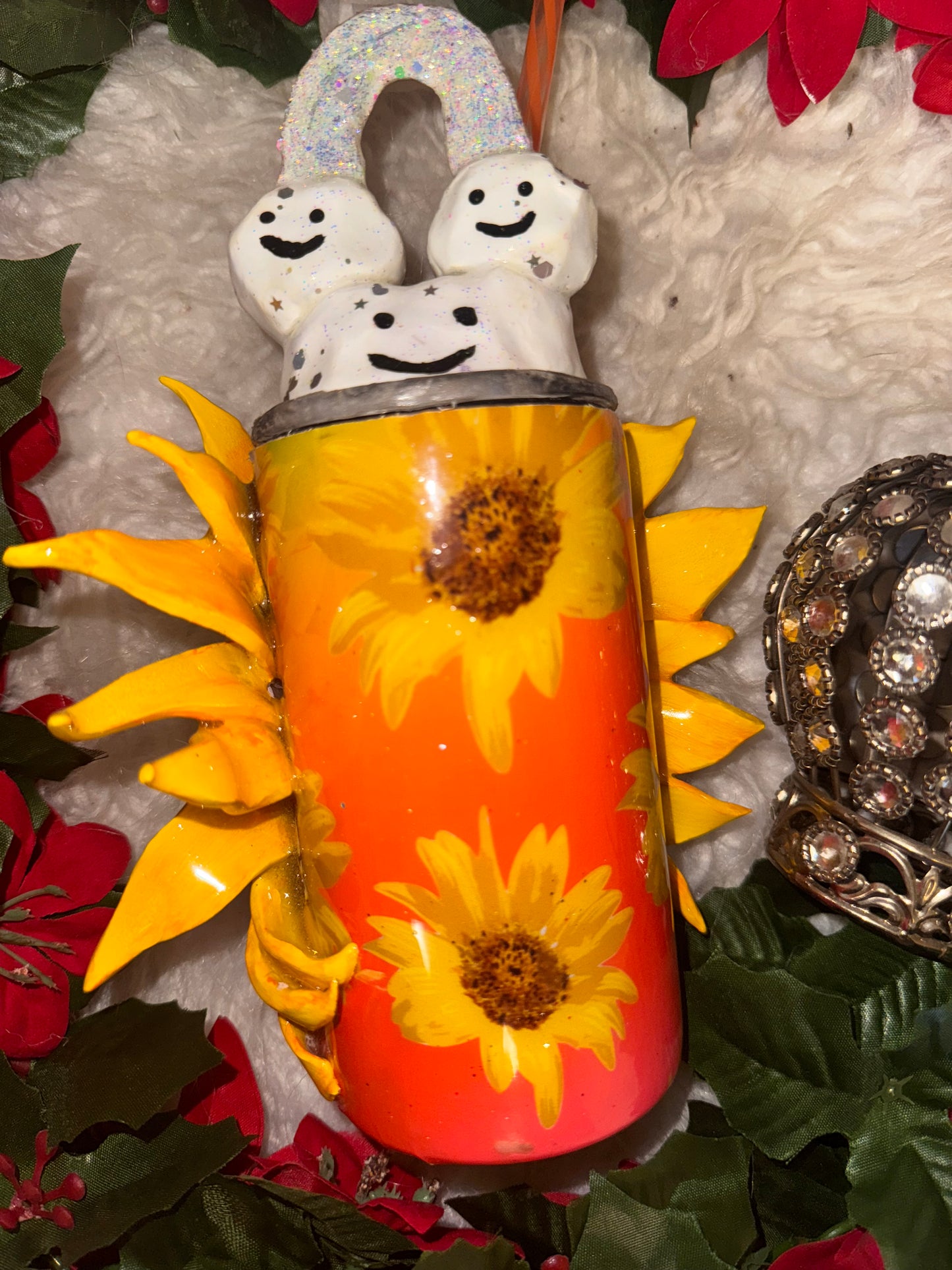 3D sunflower w/ lid ready to ship tumbler