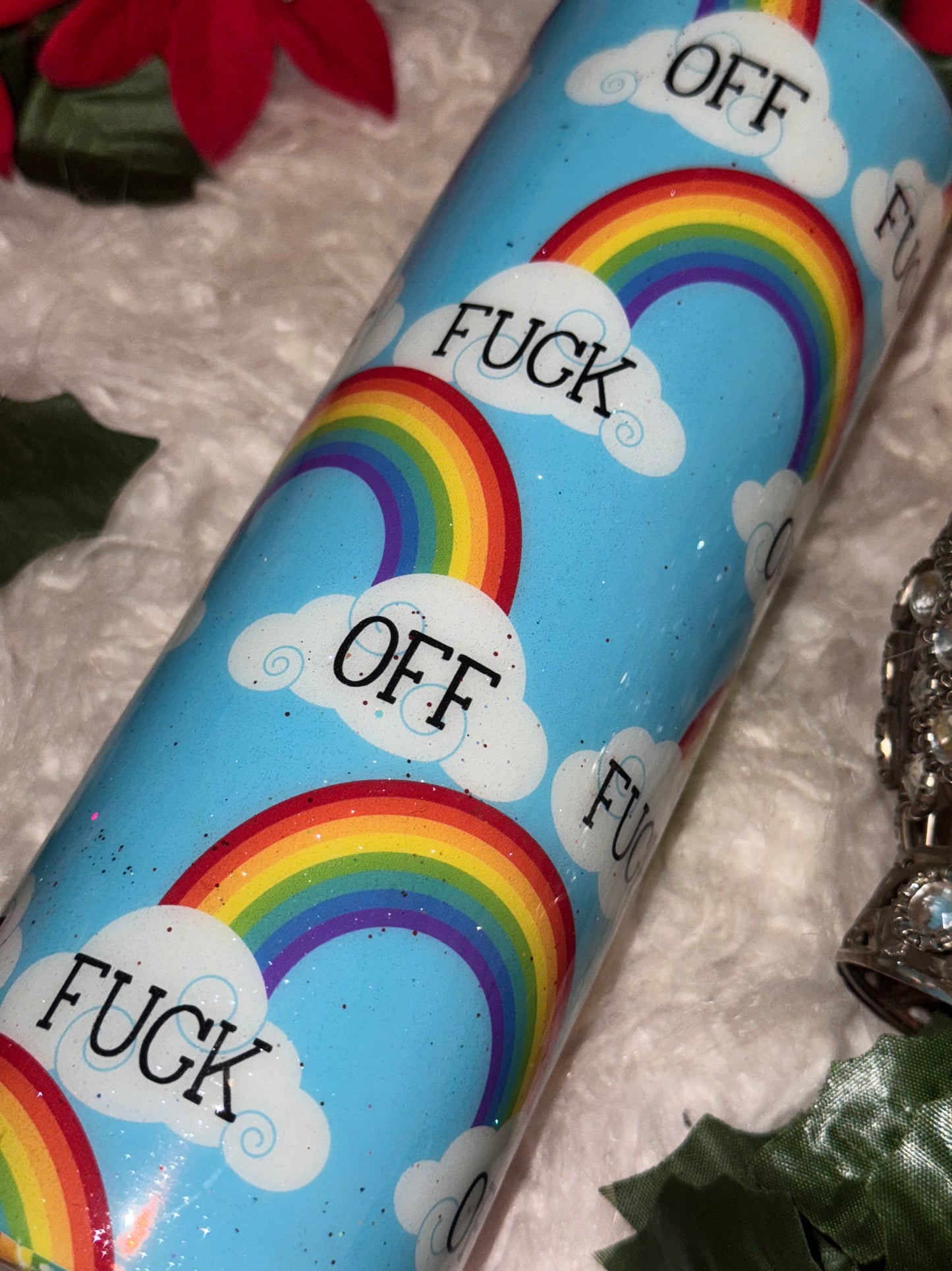 20oz rainbow F off ready to ship tumbler