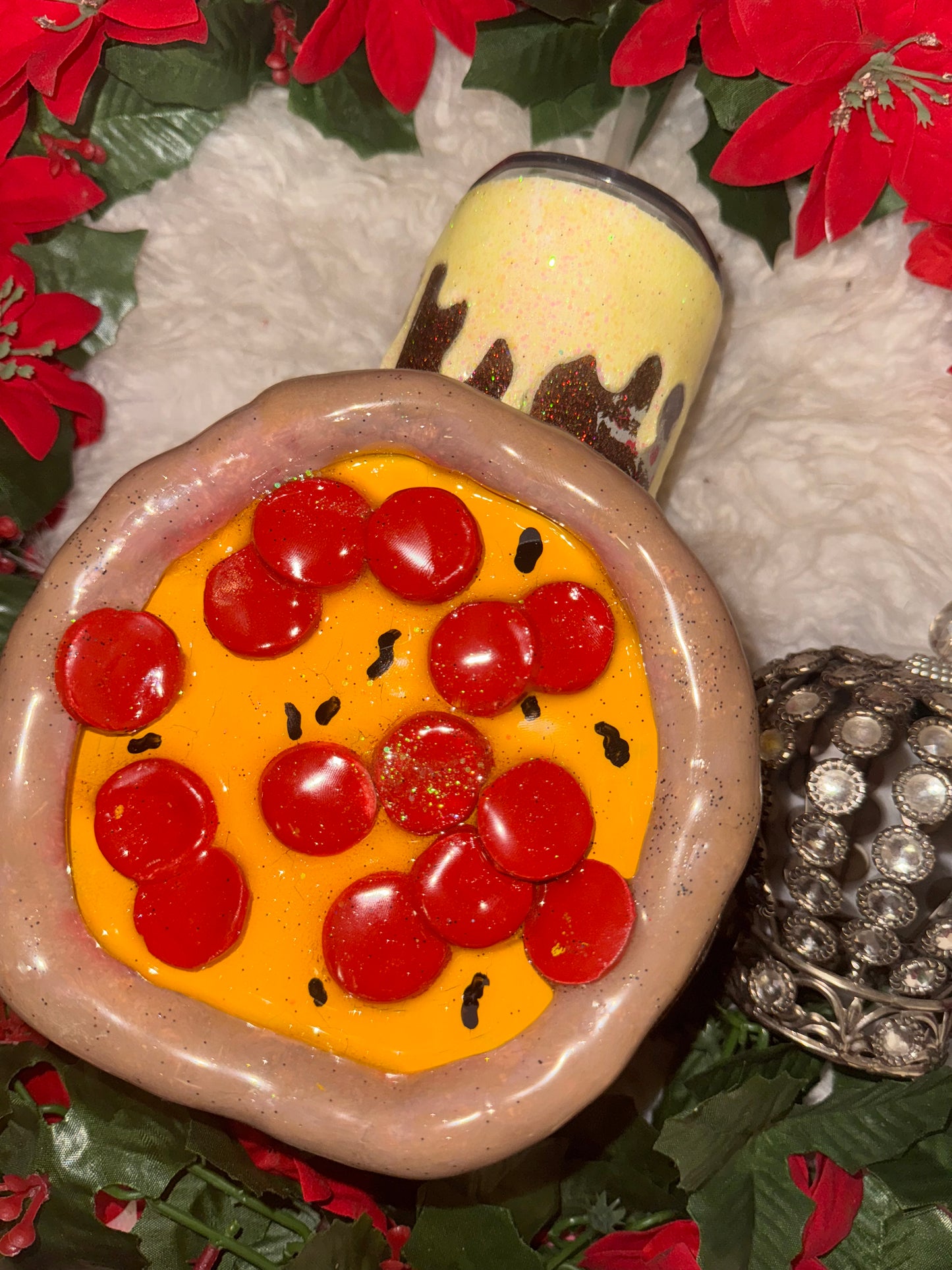 3D glow in the dark pizza ready to ship tumbler
