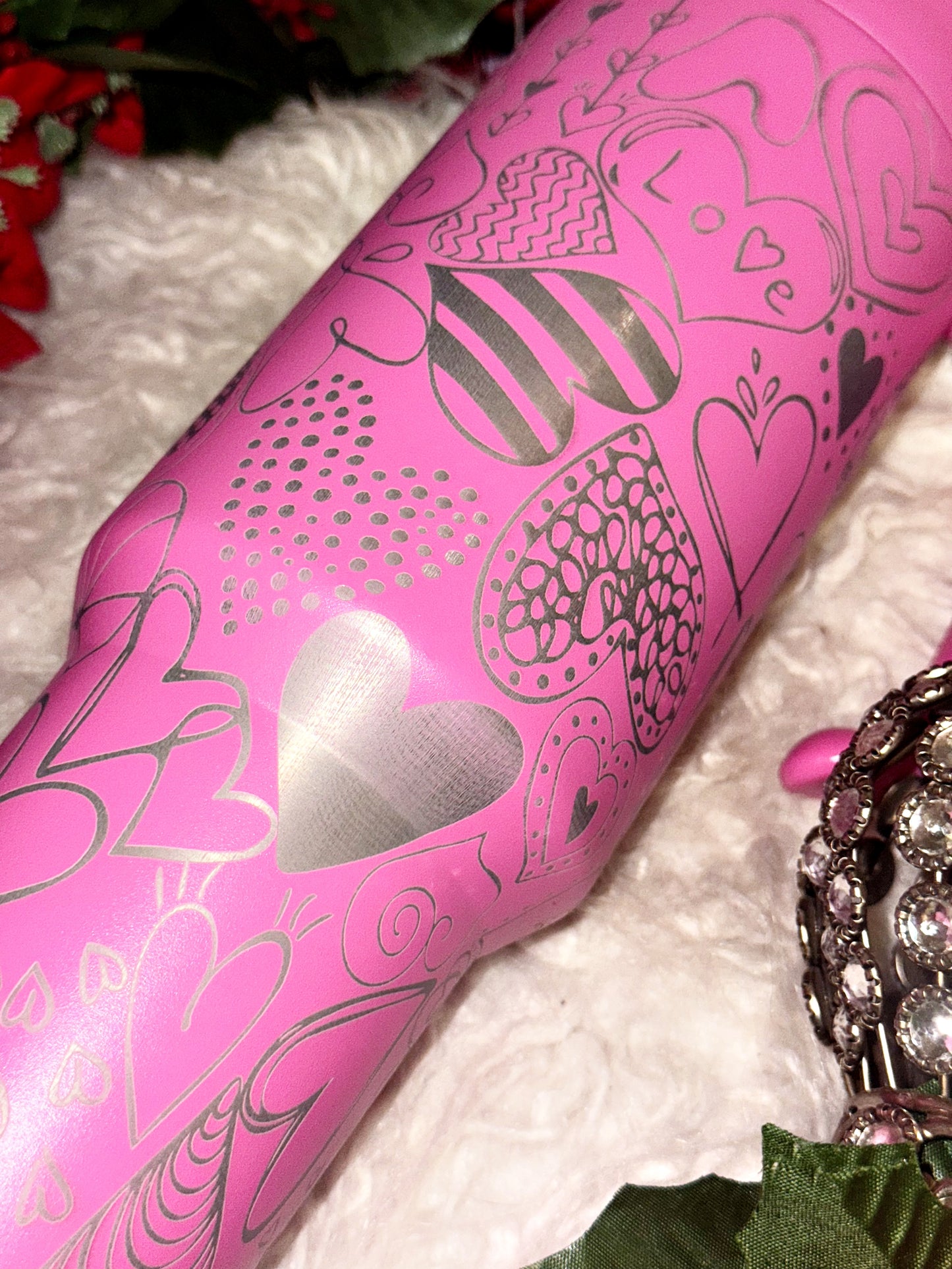 40oz doodle hearts engraved tumbler
