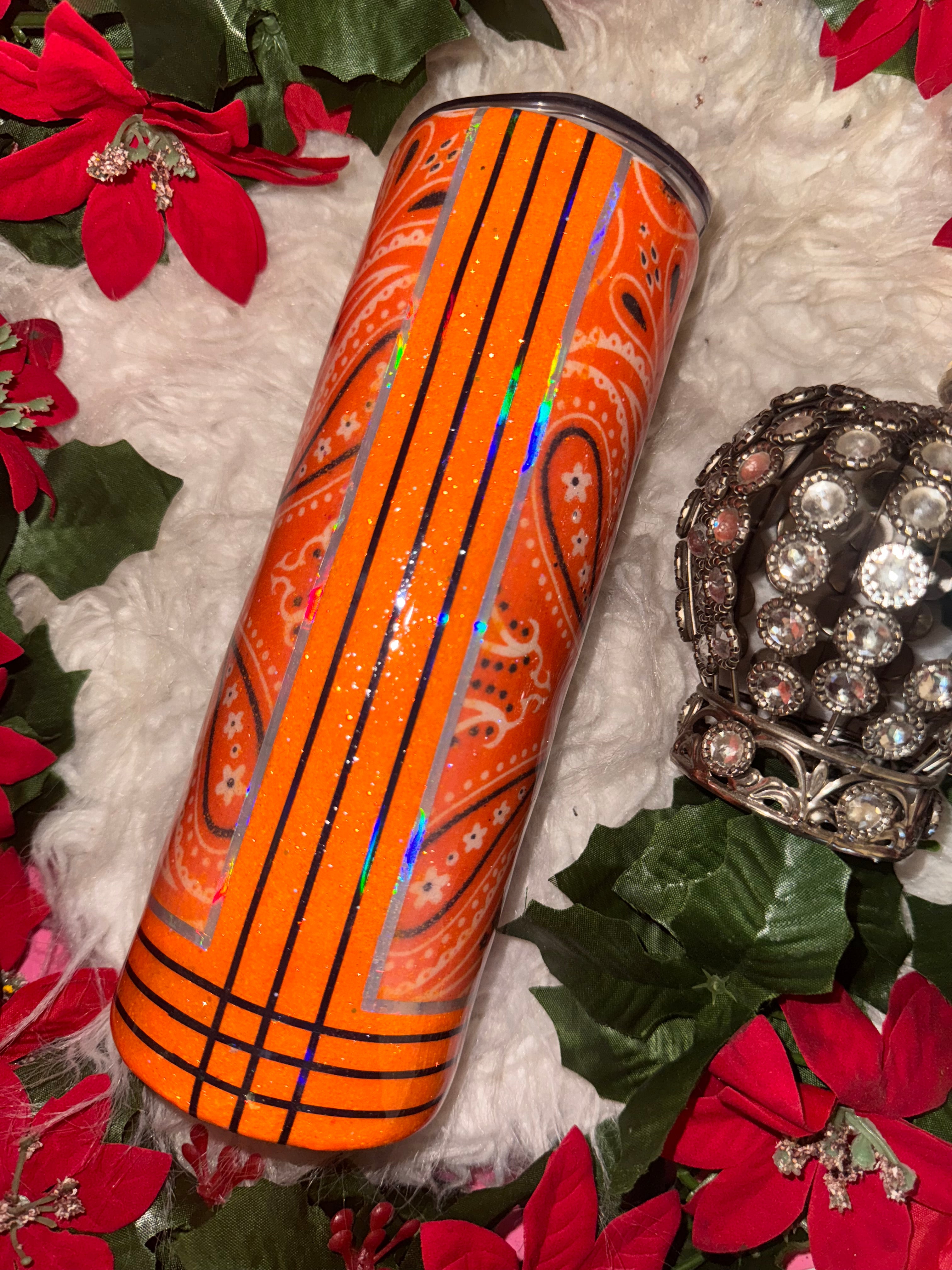 20oz orange bandana ready to ship tumbler – Shawny's Shop