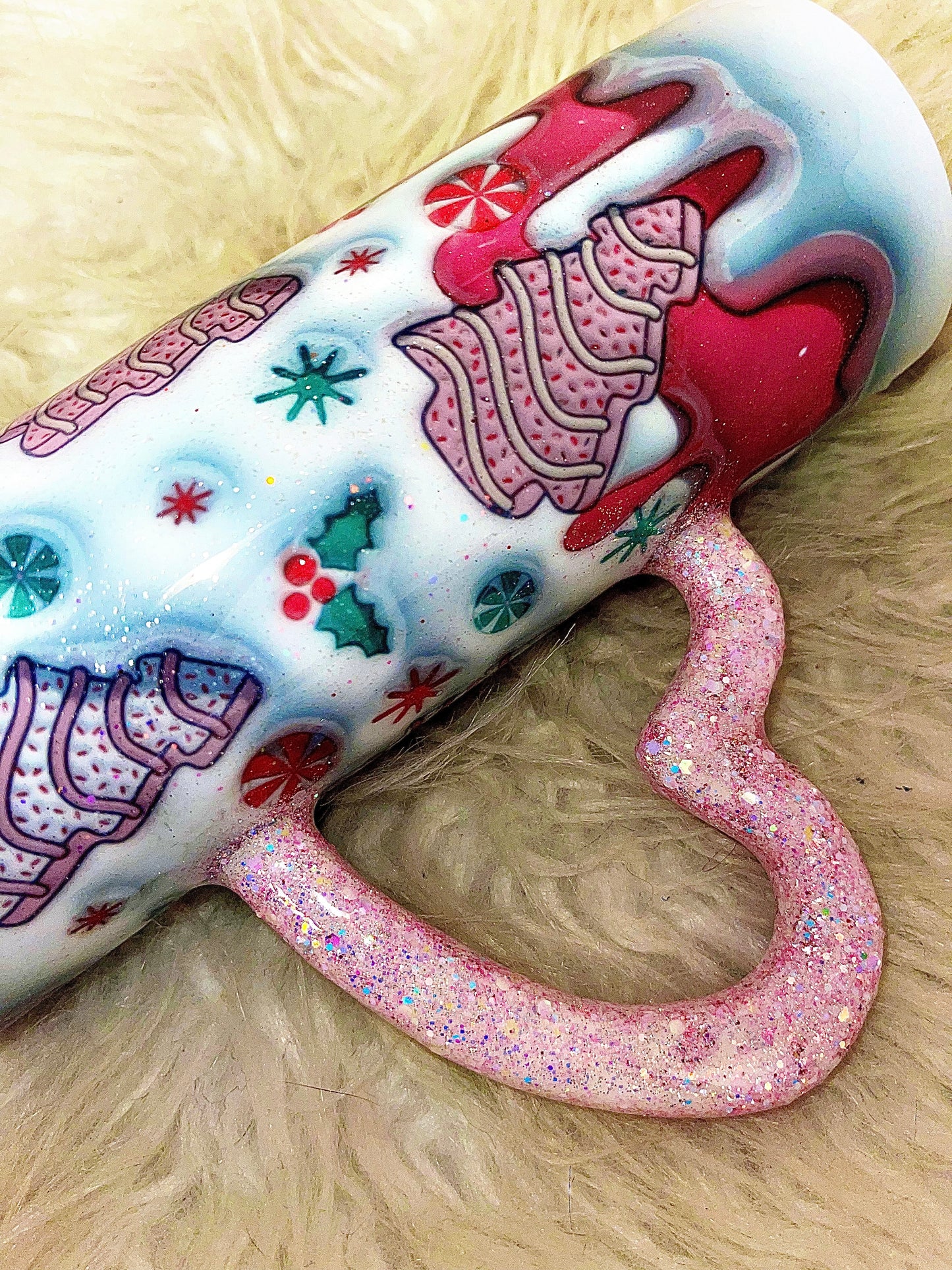 20oz pink love Christmas handle ready to ship tumbler