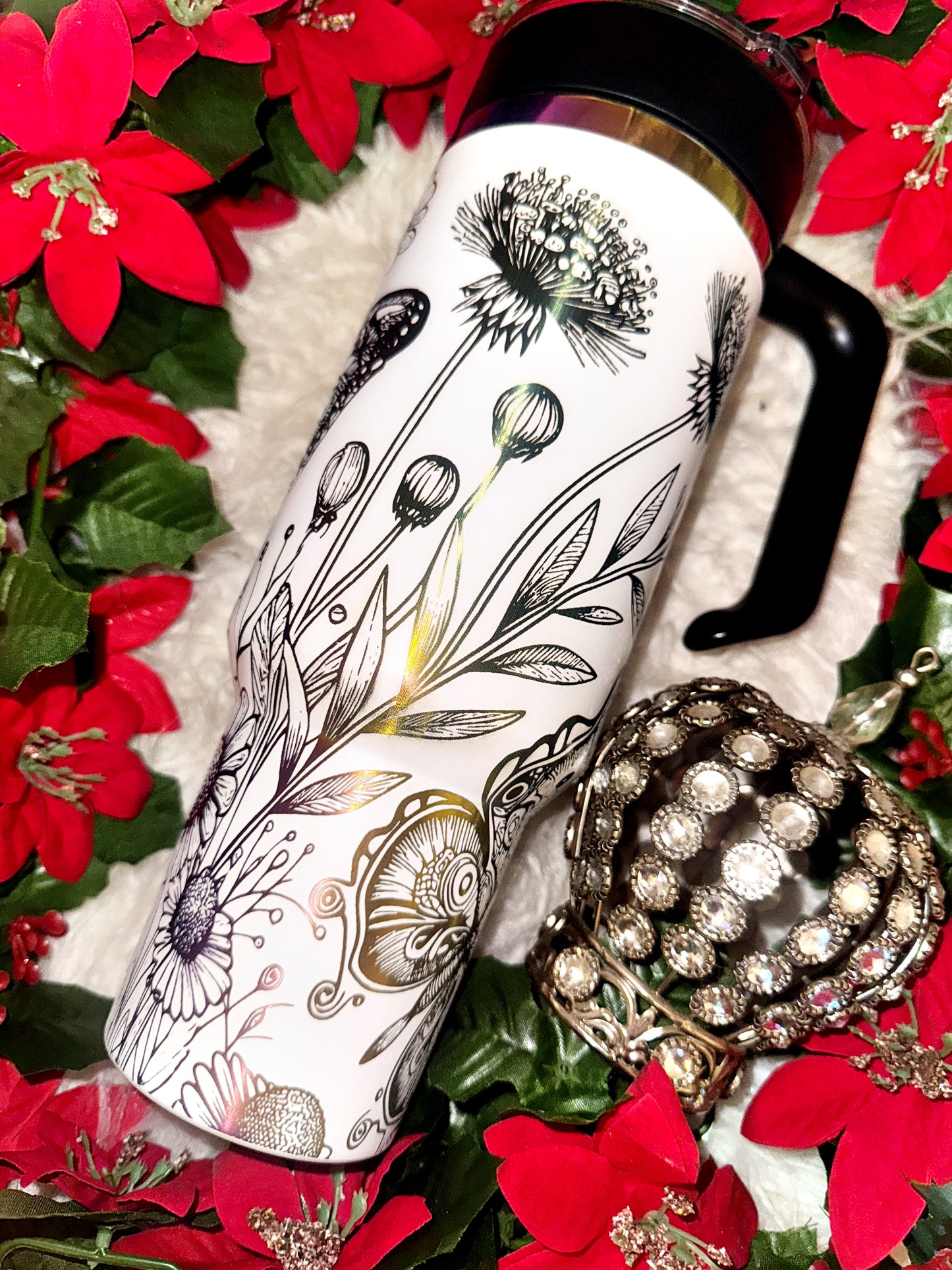 40oz rainbow engraved butterfly tumbler