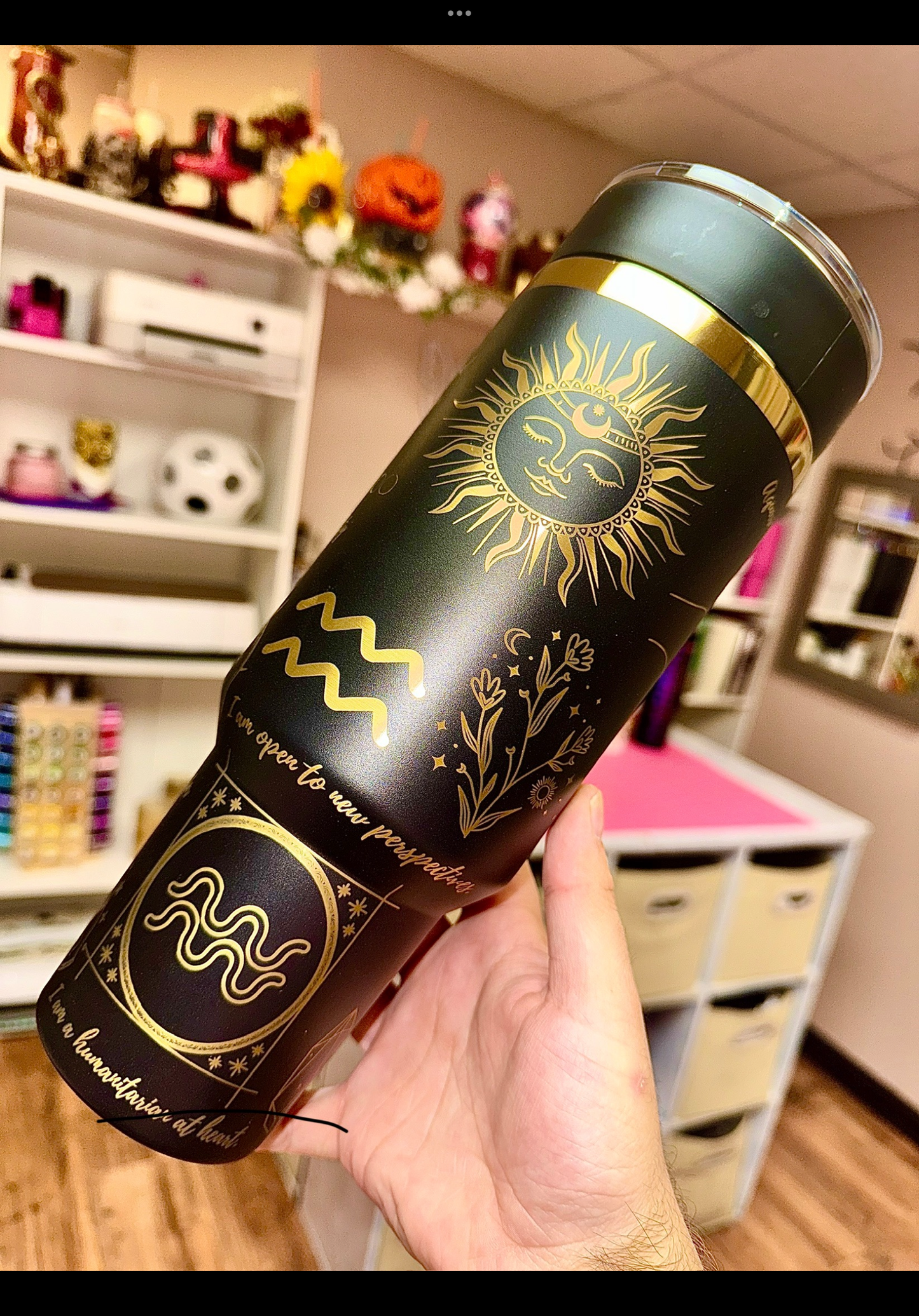 40oz Zodiac gold engraved tumbler