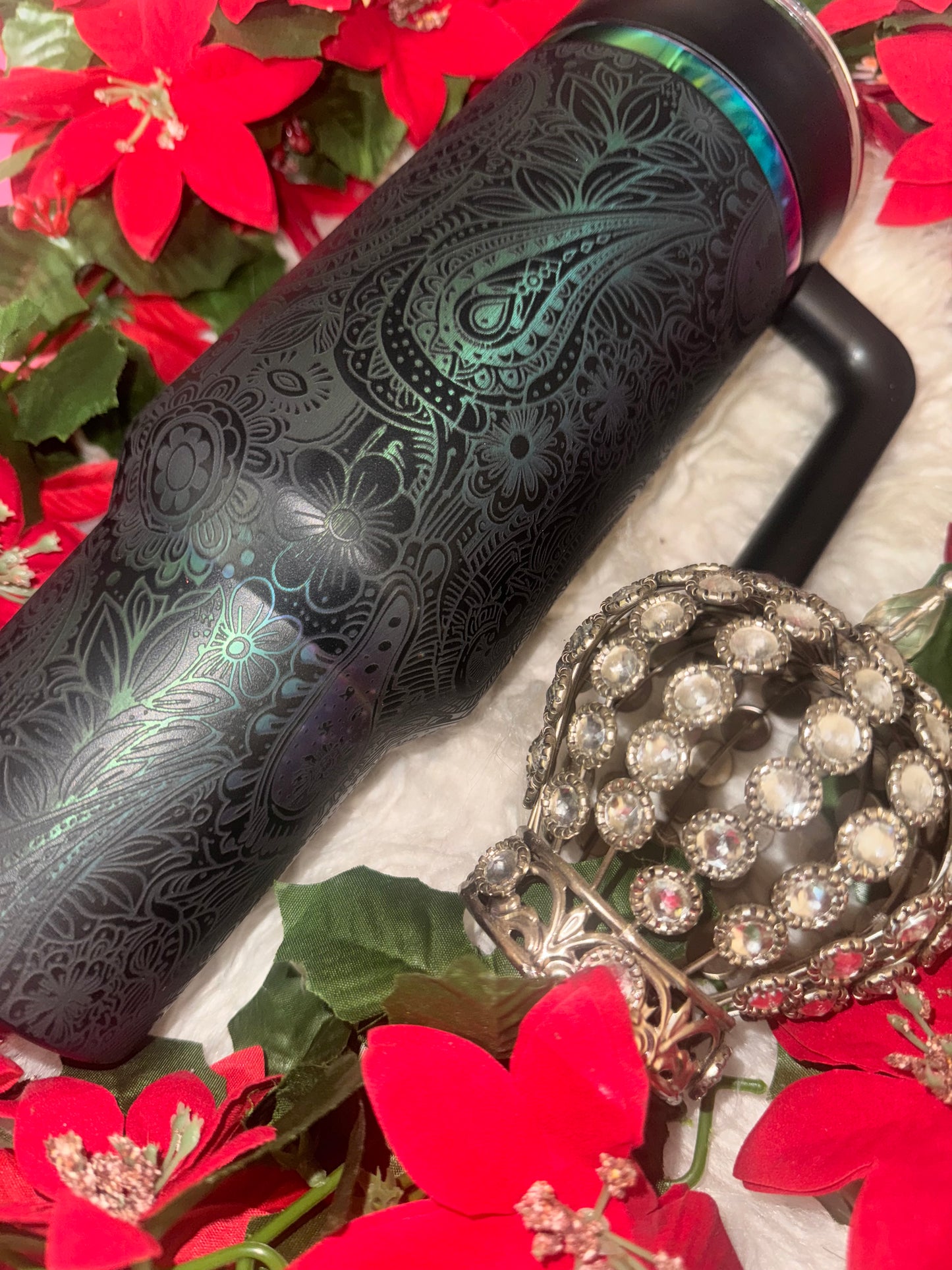 40oz boho rainbow engraved tumbler