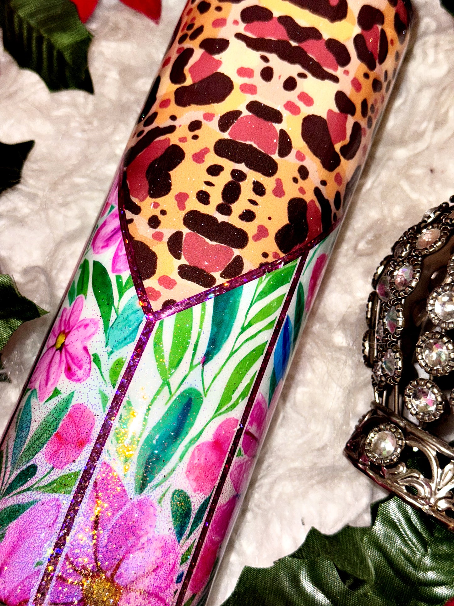 20oz cheetah floral ready to ship tumbler