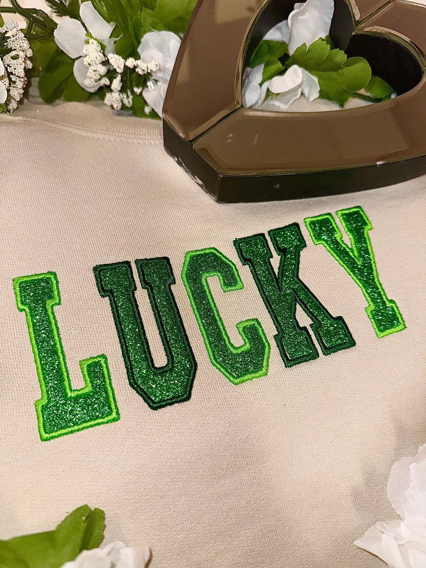 Lucky glitter embroidered top