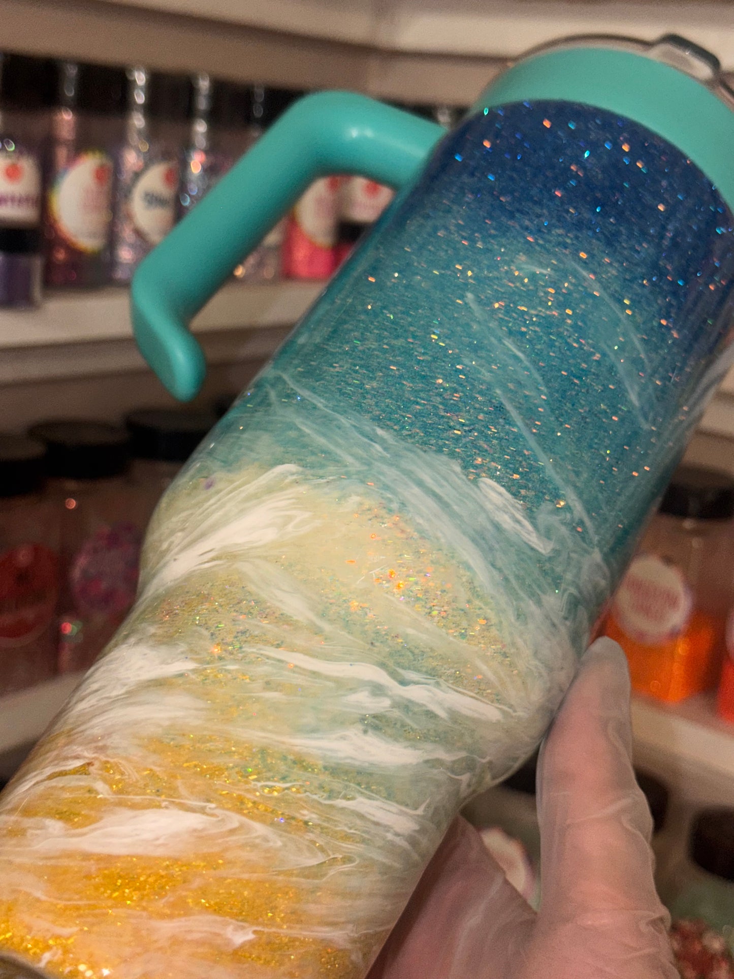 40oz beach tumbler with handle & straw