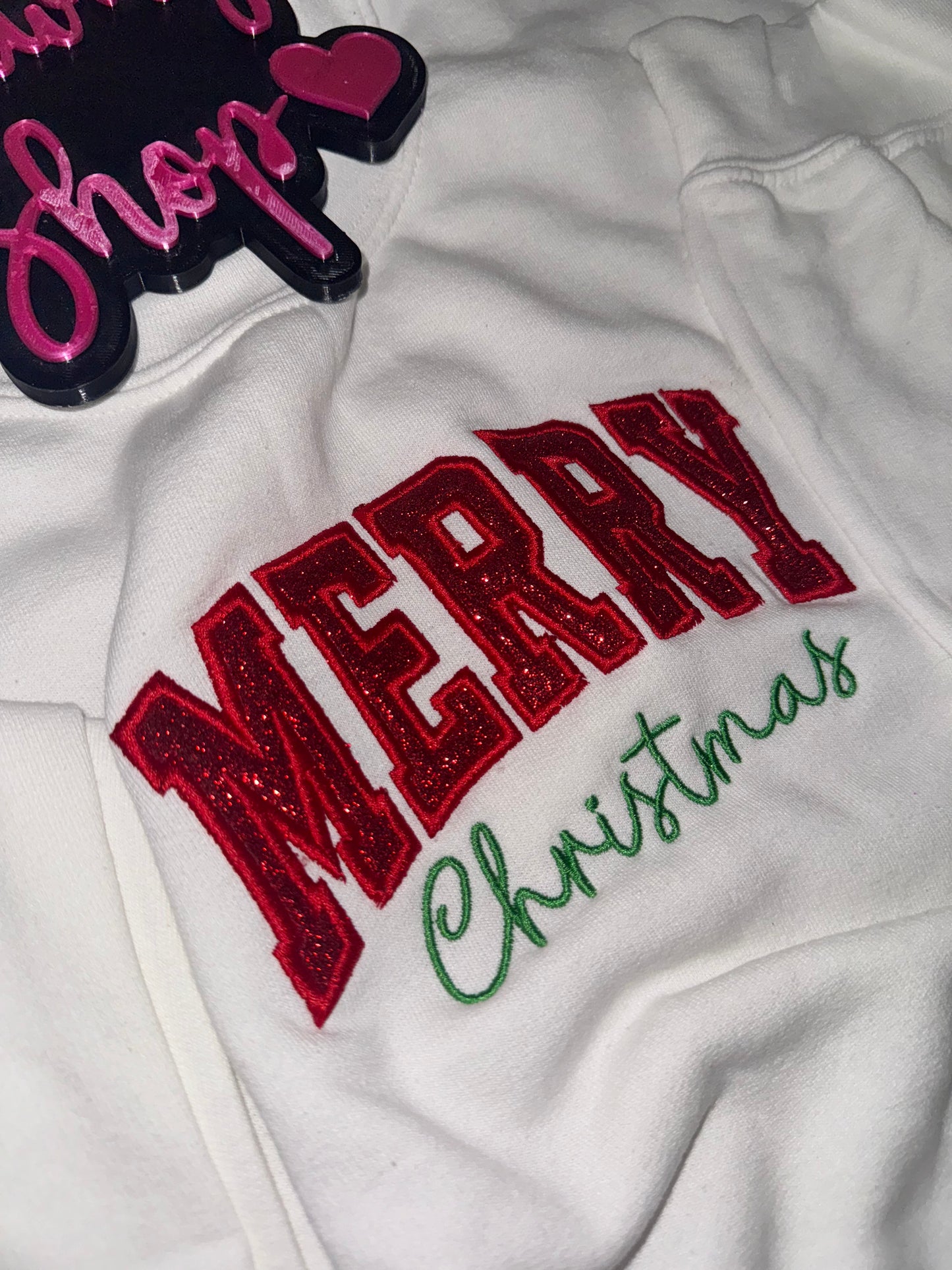 Embroidered Christmas tree cake side bow sweater top