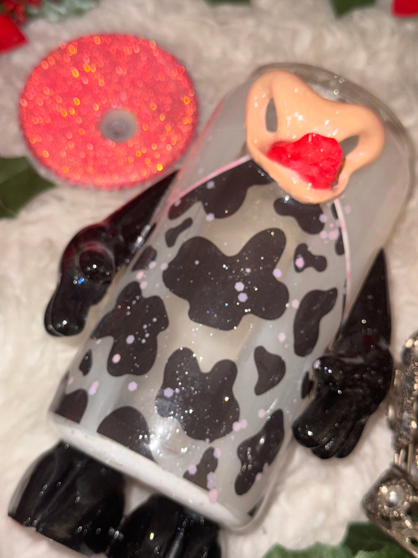 3D cow girl ready to ship glass can tumbler