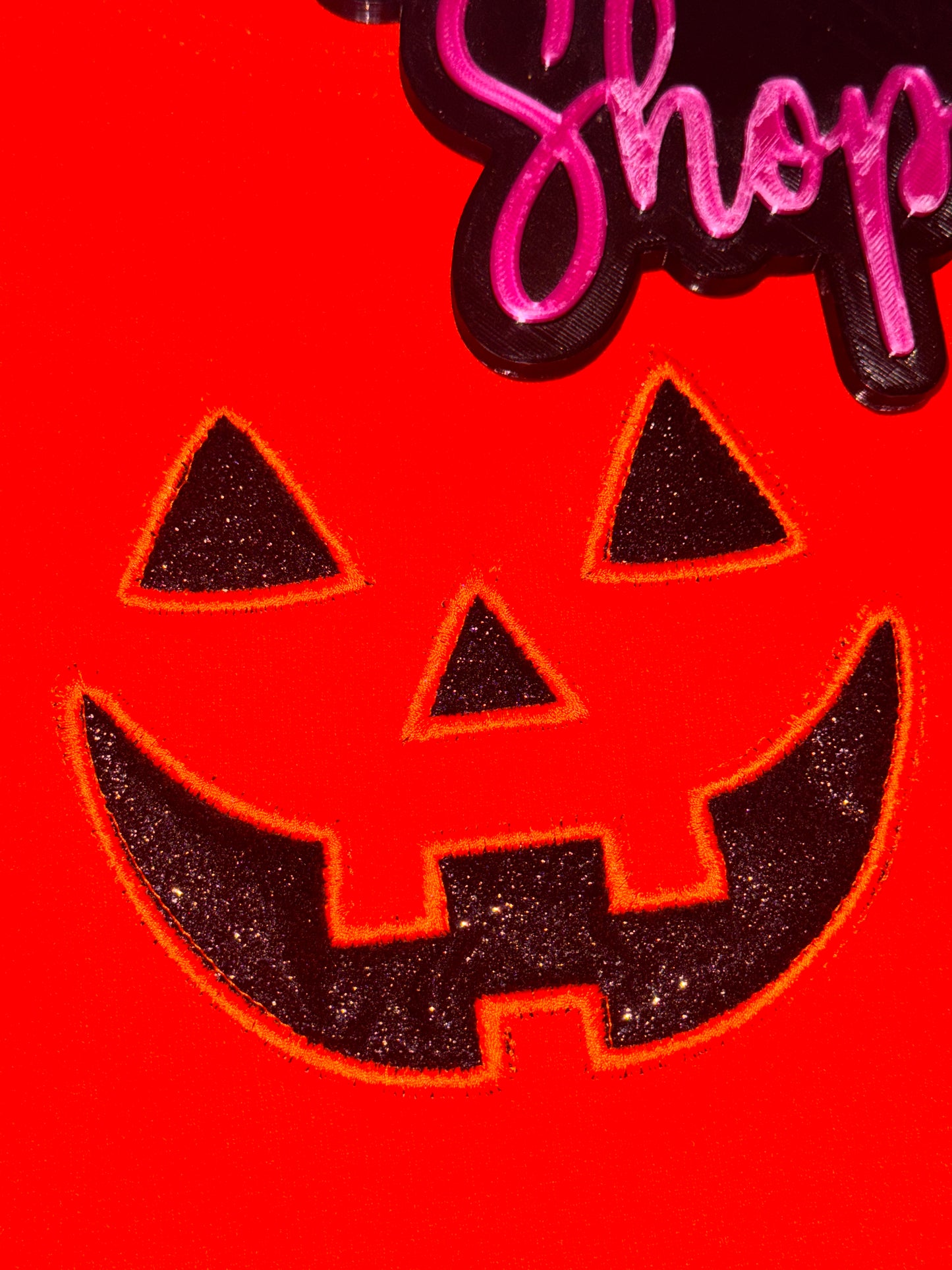 Pumpkin glitter embroidered sweater top
