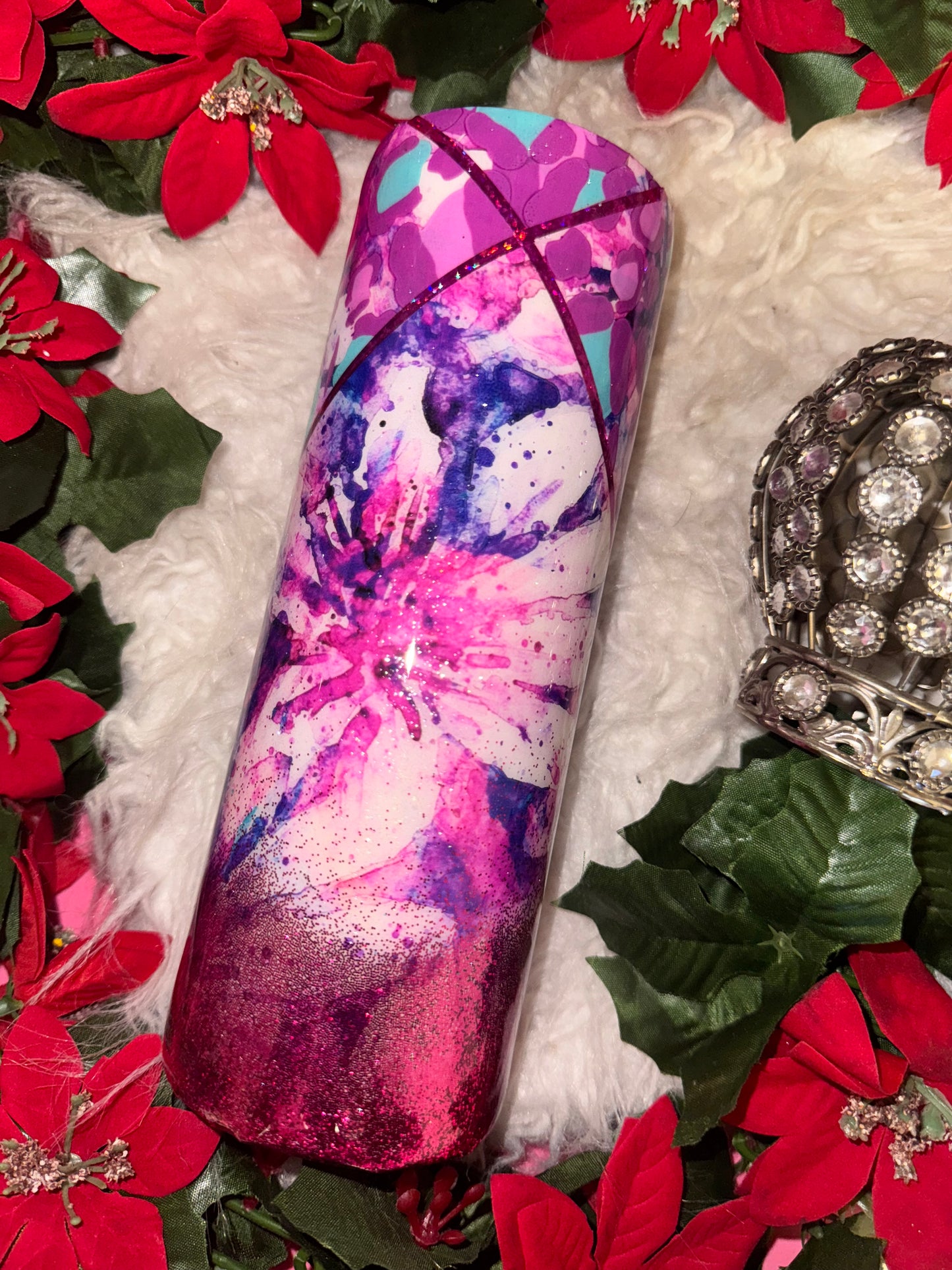 20oz purple floral ready to ship tumbler