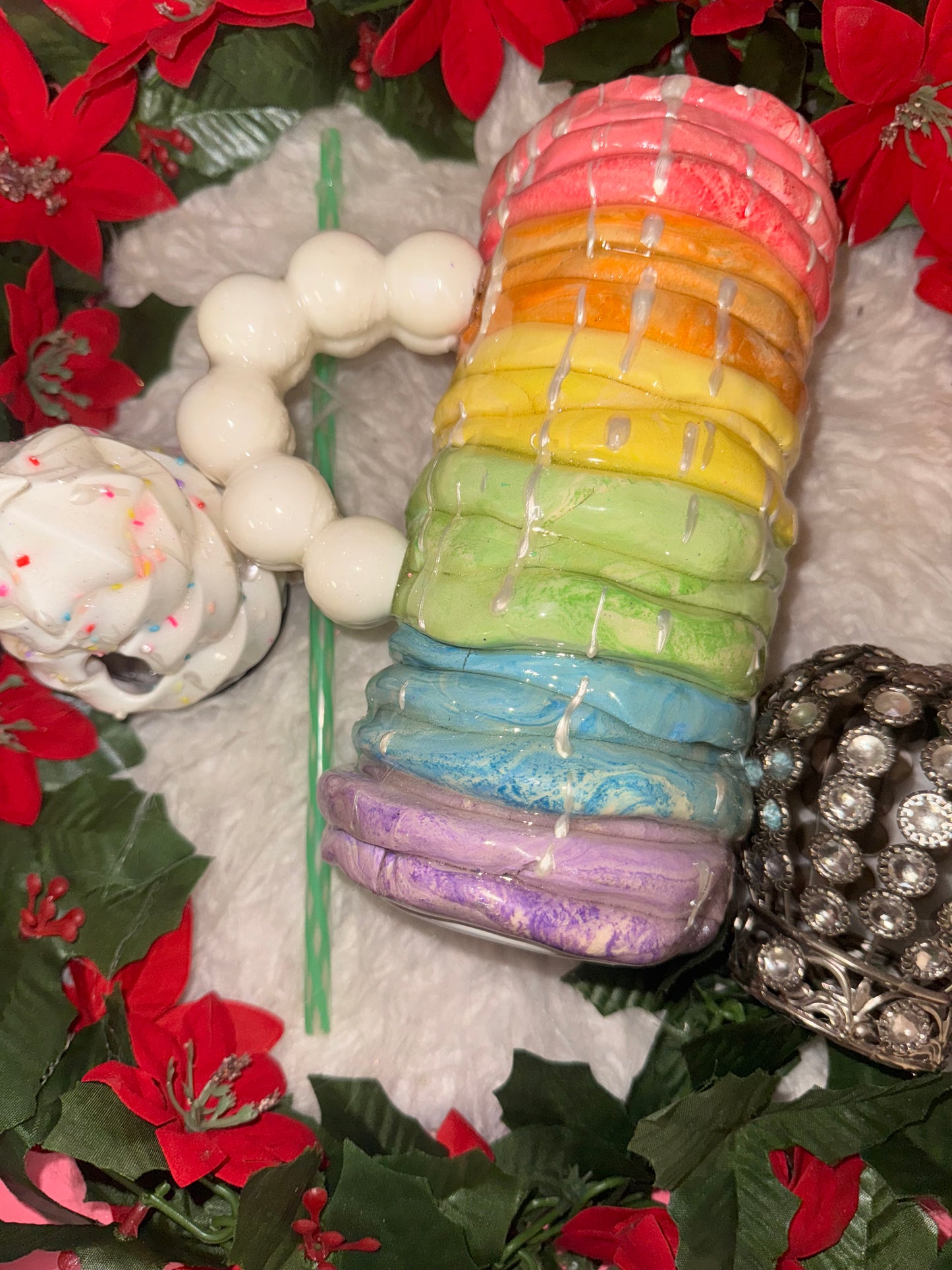 20oz ready to ship rainbow pancake tower tumbler with lid