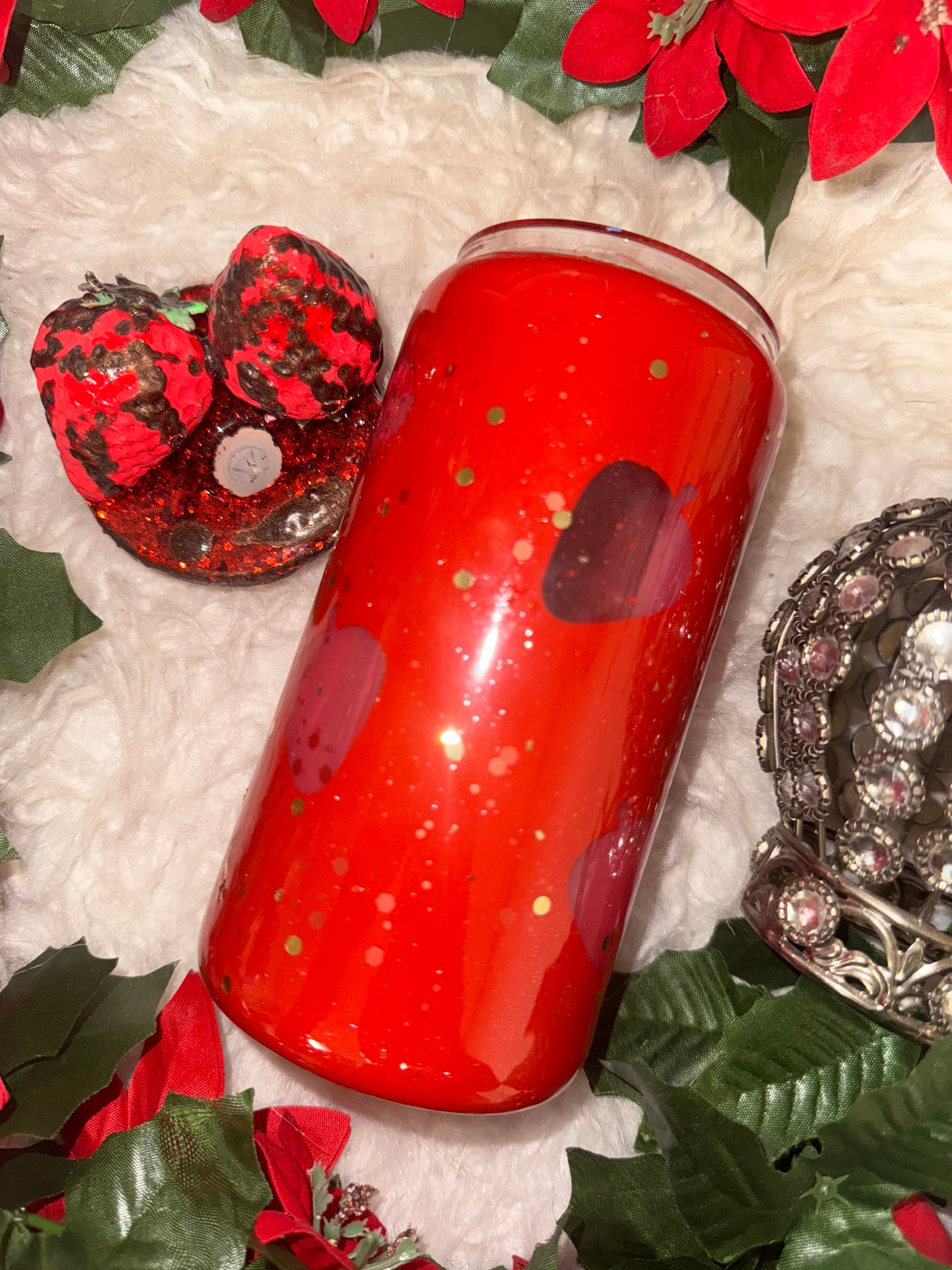 Chocolate covered strawberry glass can ready to ship tumbler