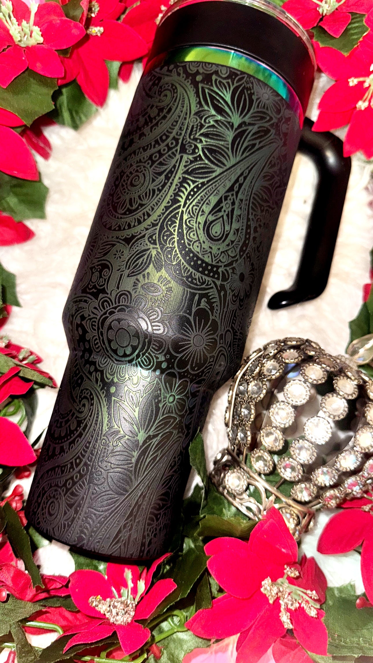 40oz boho rainbow engraved tumbler