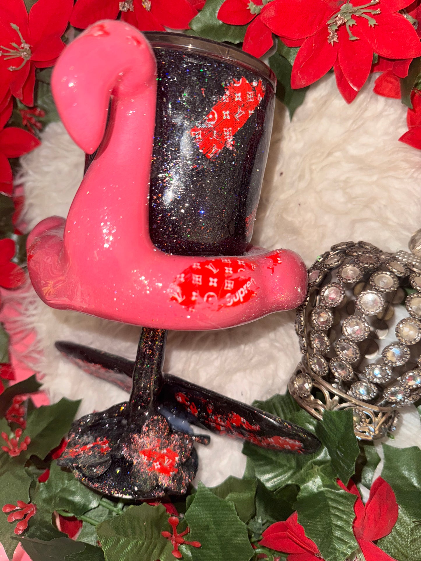 Designer Flamingo wine ready to ship tumbler