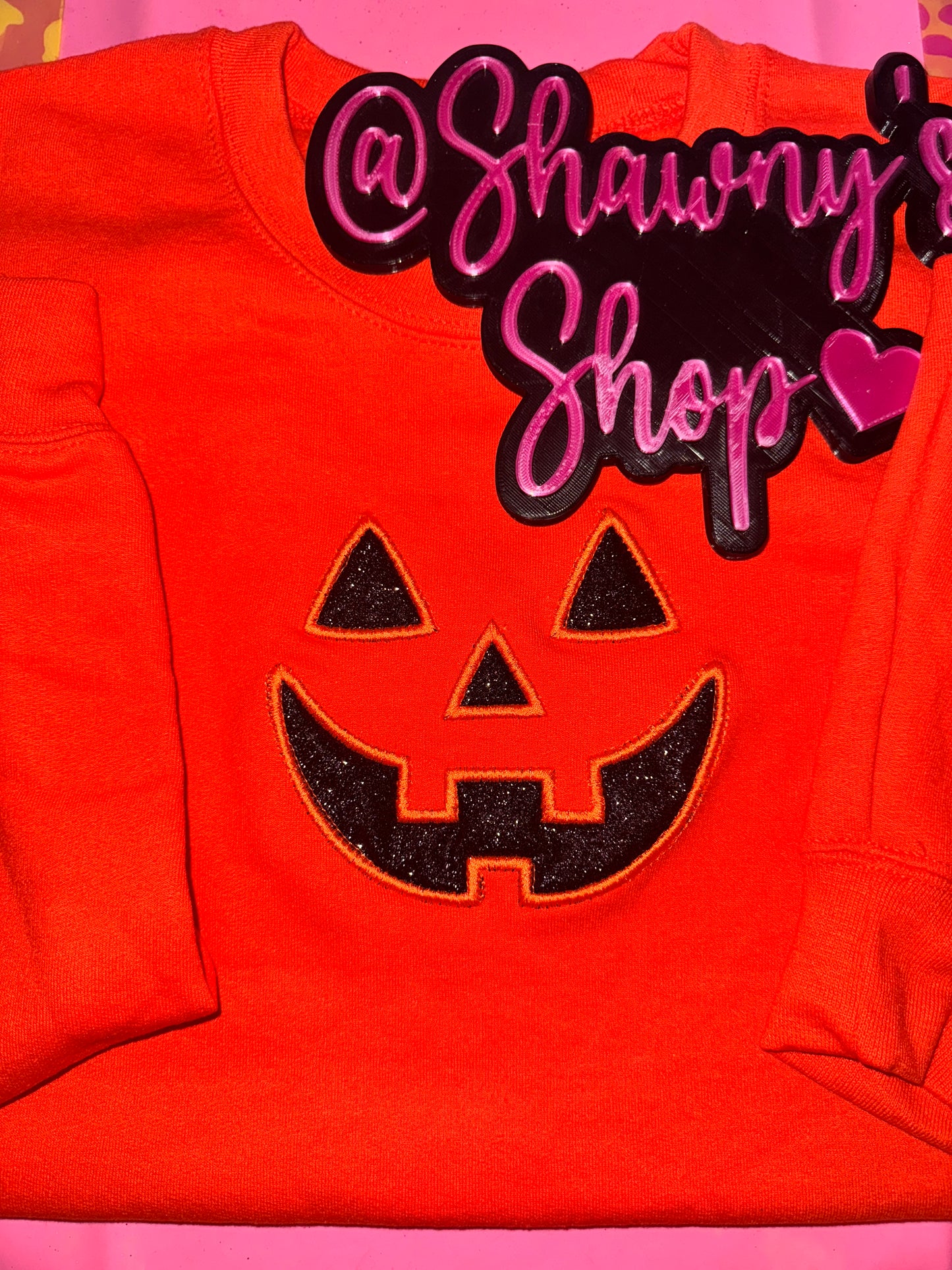 Pumpkin glitter embroidered sweater top