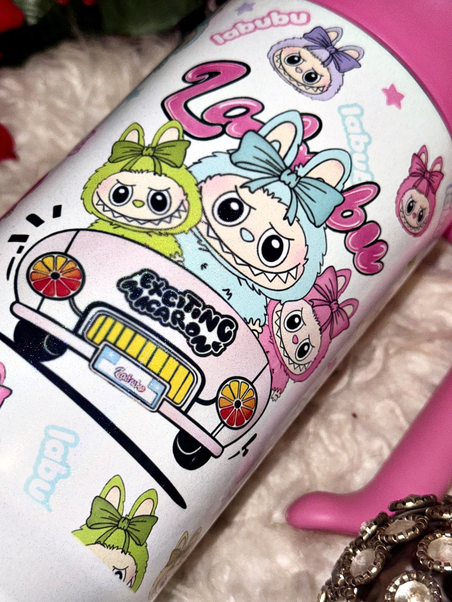 40oz cute monsters shimmer sublimation tumbler