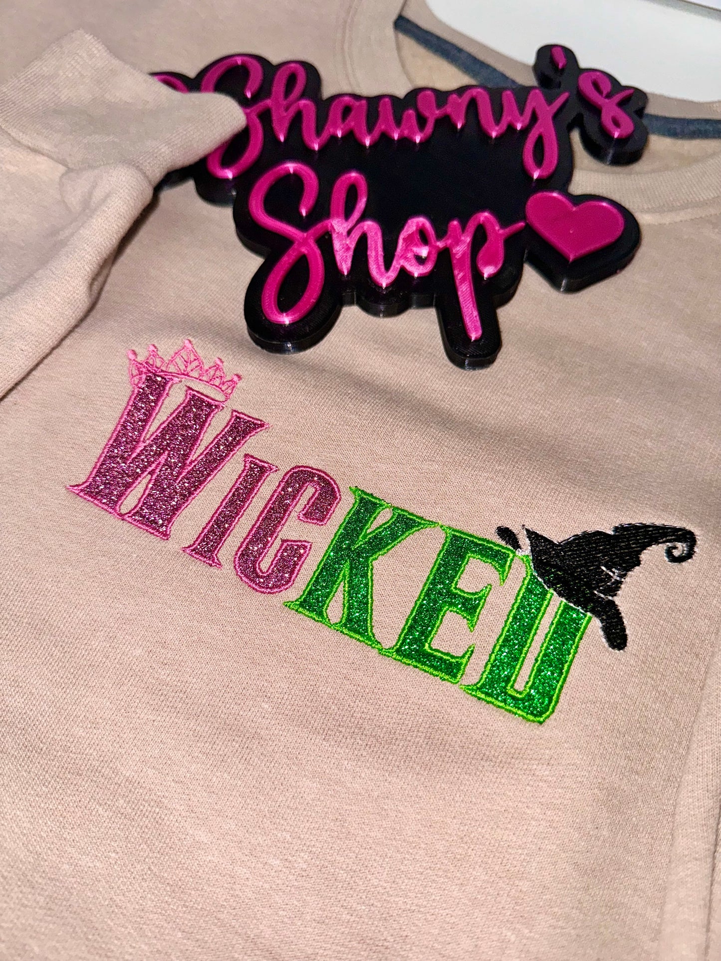 WICKED side bows glitter embroidered sweater top