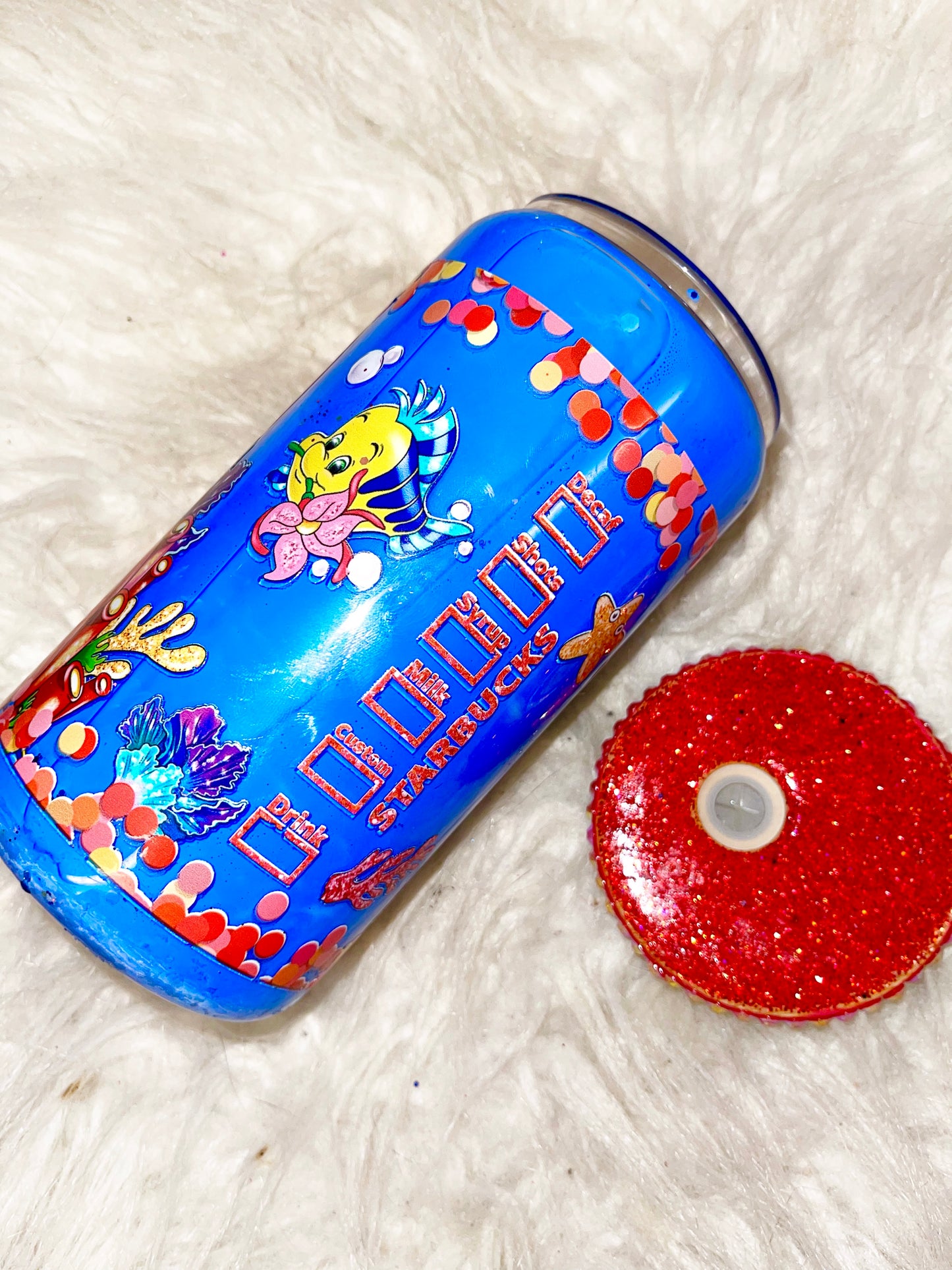 16oz under the sea ready to ship snow globe glass can