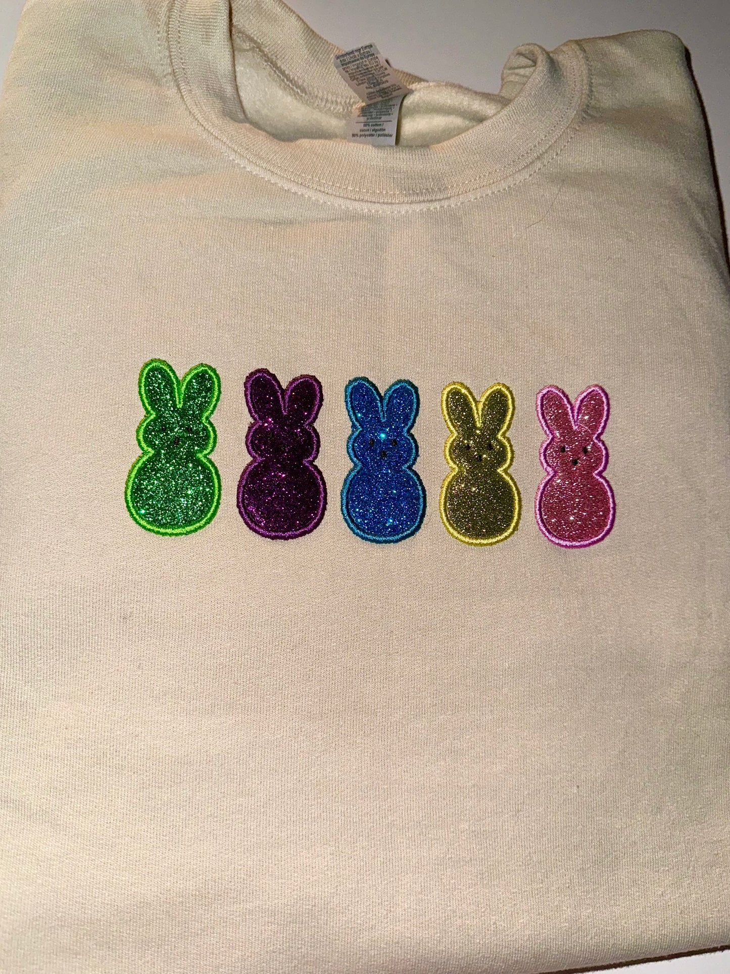 PEEPS glitter embroidered sweater top