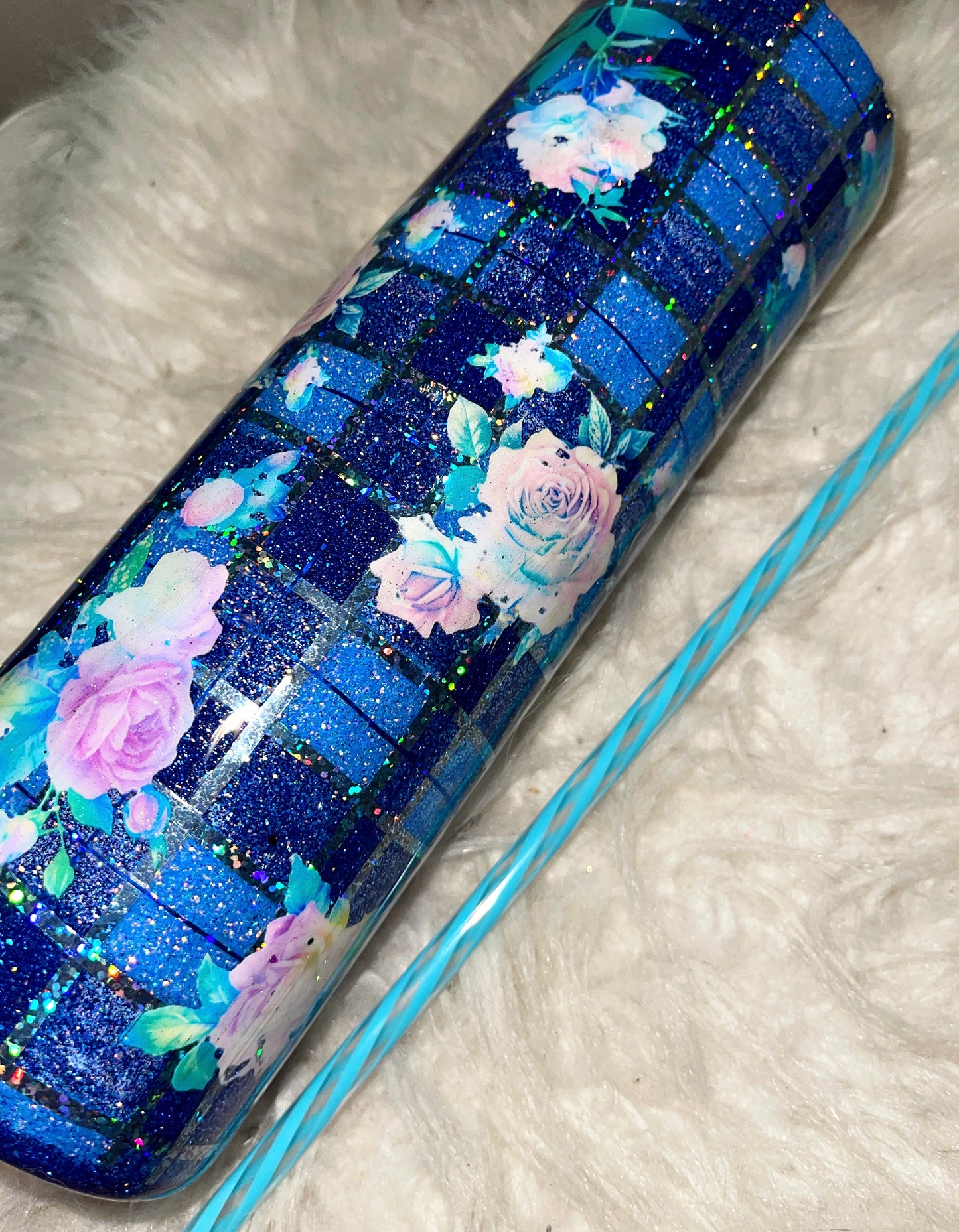 30oz floral blue plaid trays to ship tumbler