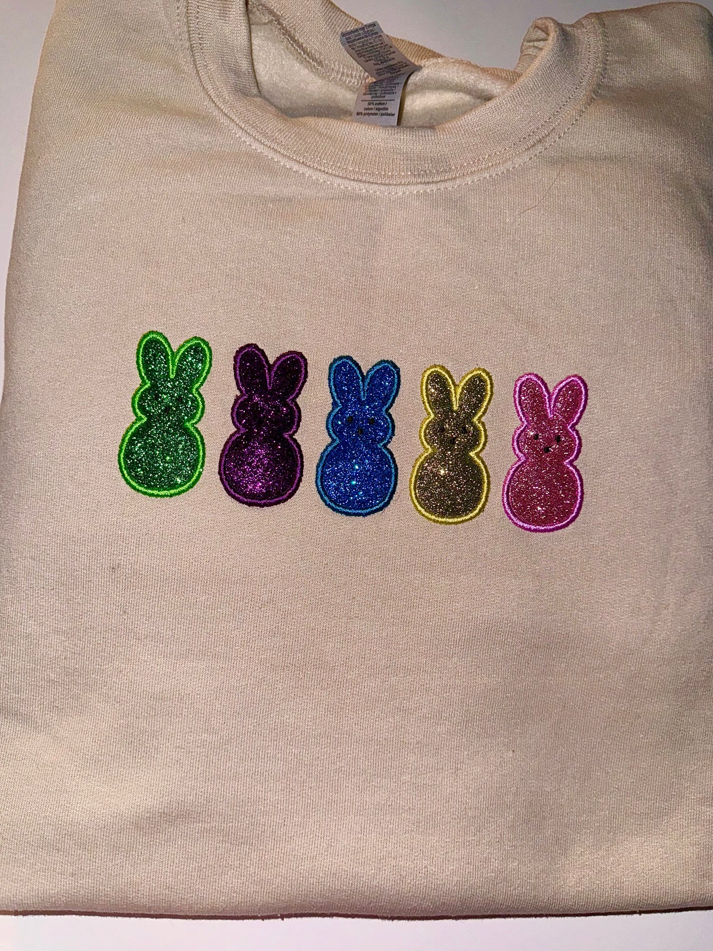 PEEPS glitter embroidered sweater top