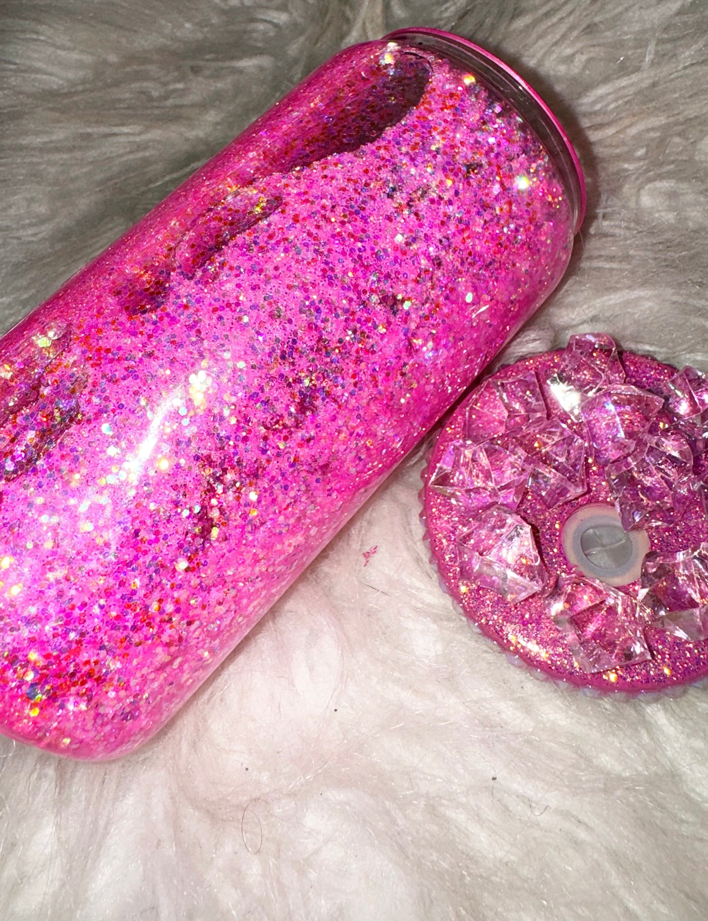GEEZ LOUIZ ready to ship snow globe glass can w/ matching lid and silicone bottom