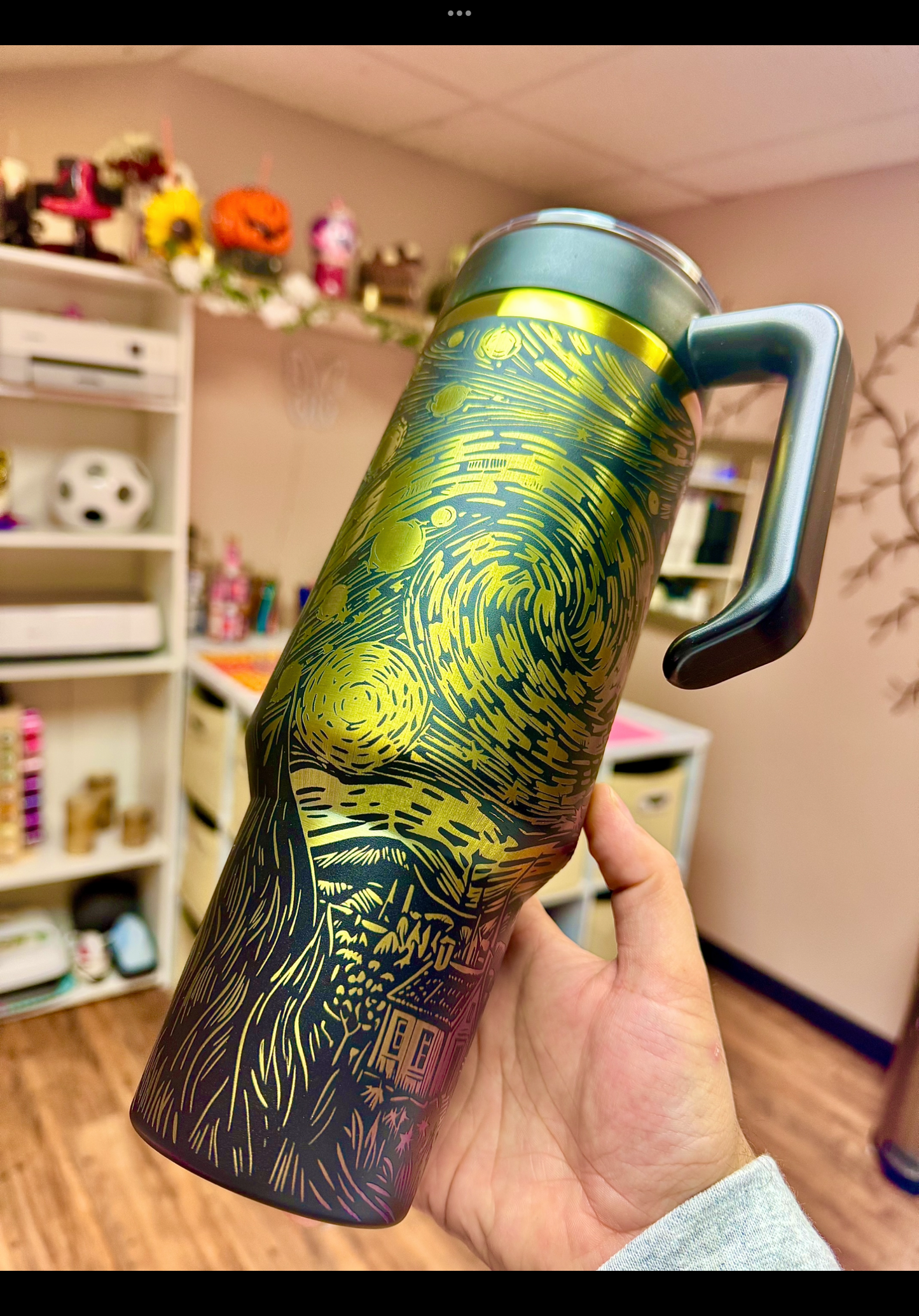 40oz Painting rainbow engraved tumbler