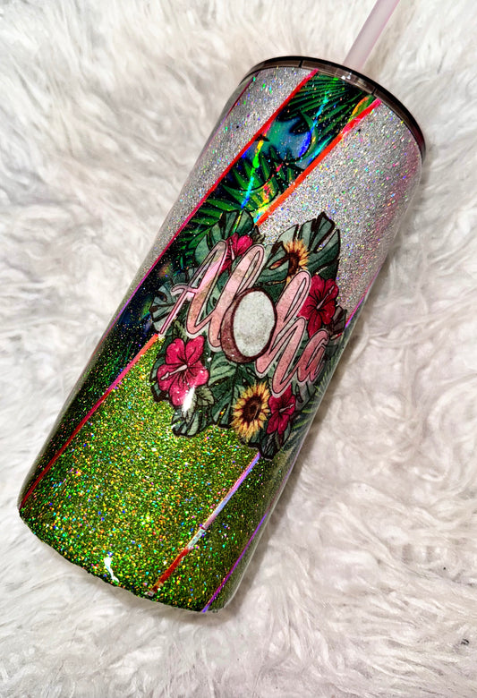 Aloha holographic ready to ship tumbler