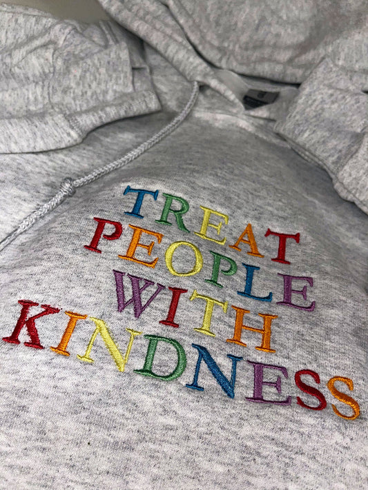 Treat people with kindness embroidered top