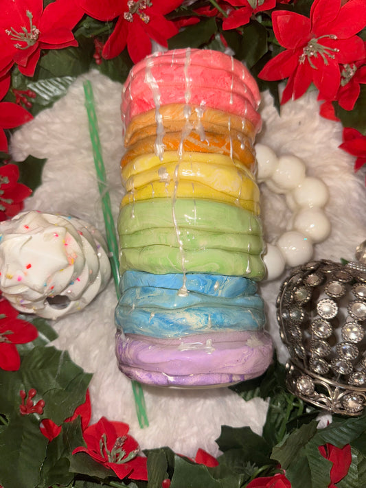 20oz ready to ship rainbow pancake tower tumbler with lid