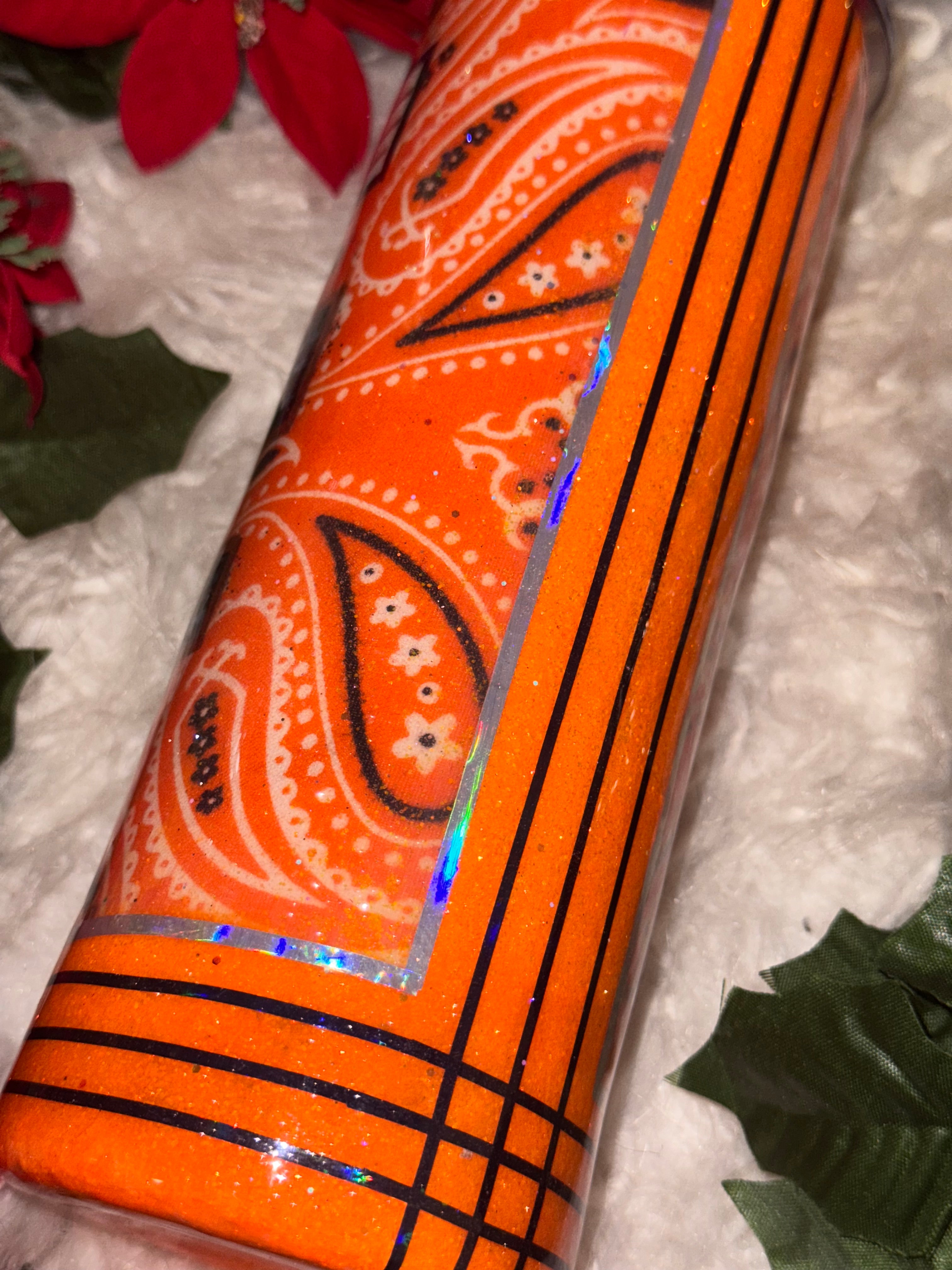 20oz orange bandana ready to ship tumbler – Shawny's Shop