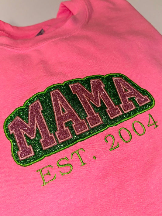 Duo glitter embroidered MAMA sweater top