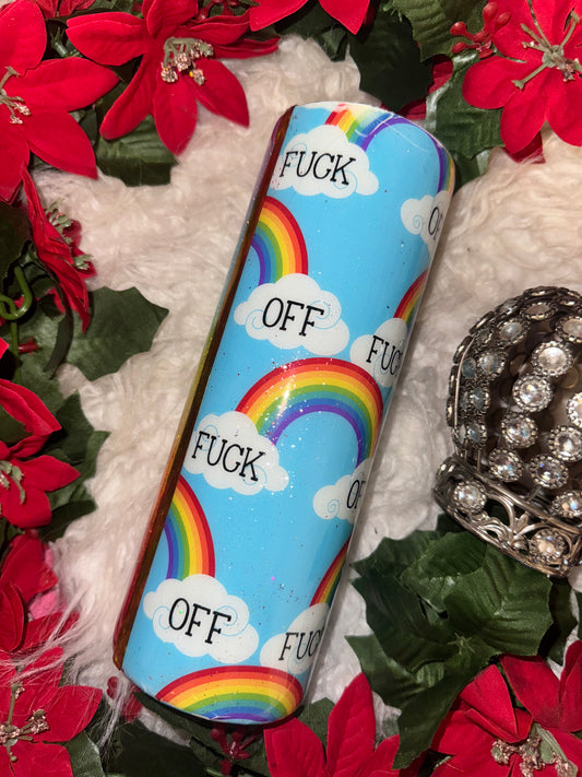 20oz rainbow F off ready to ship tumbler