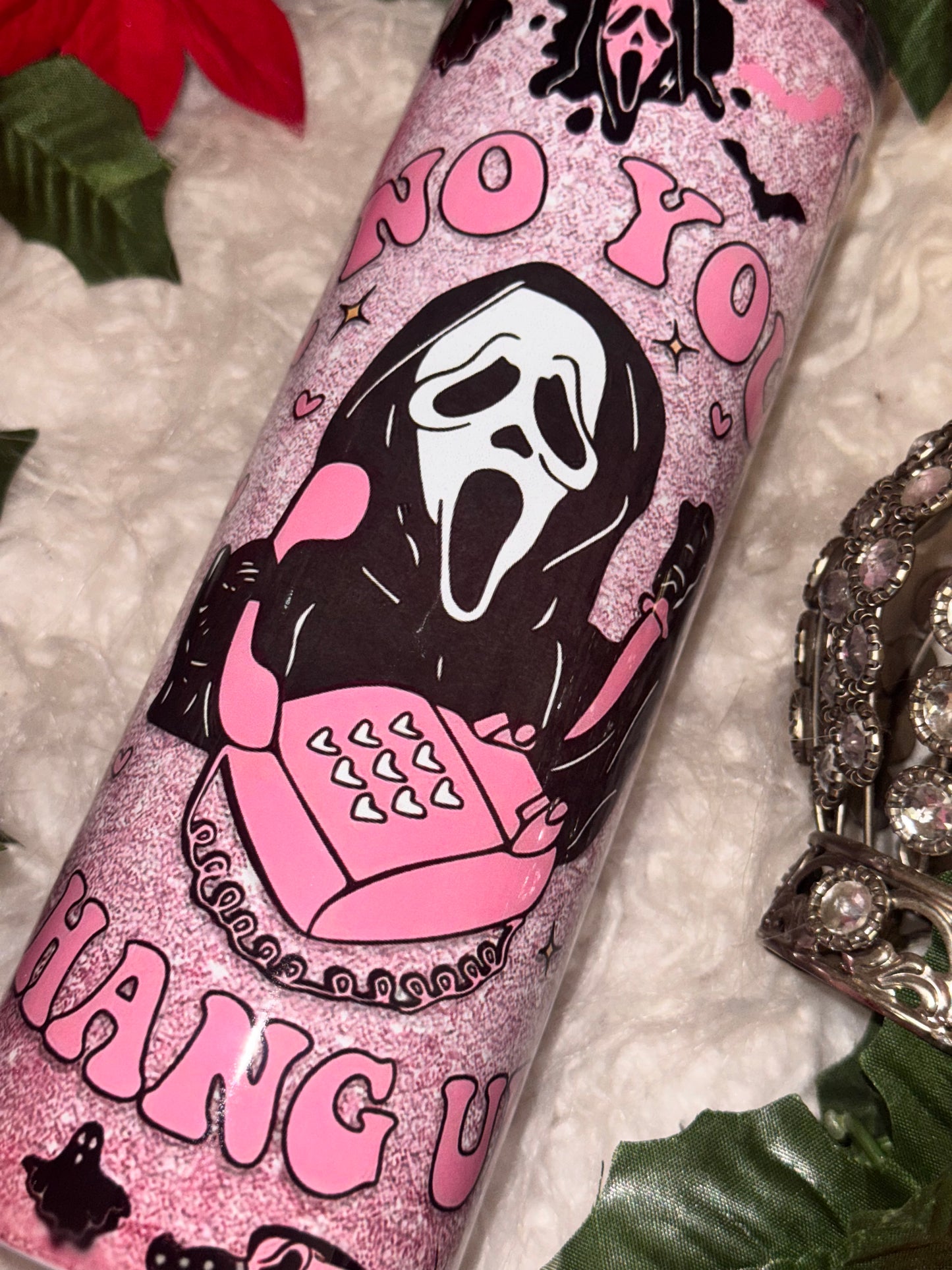 20oz pink horror sublimation tumbler