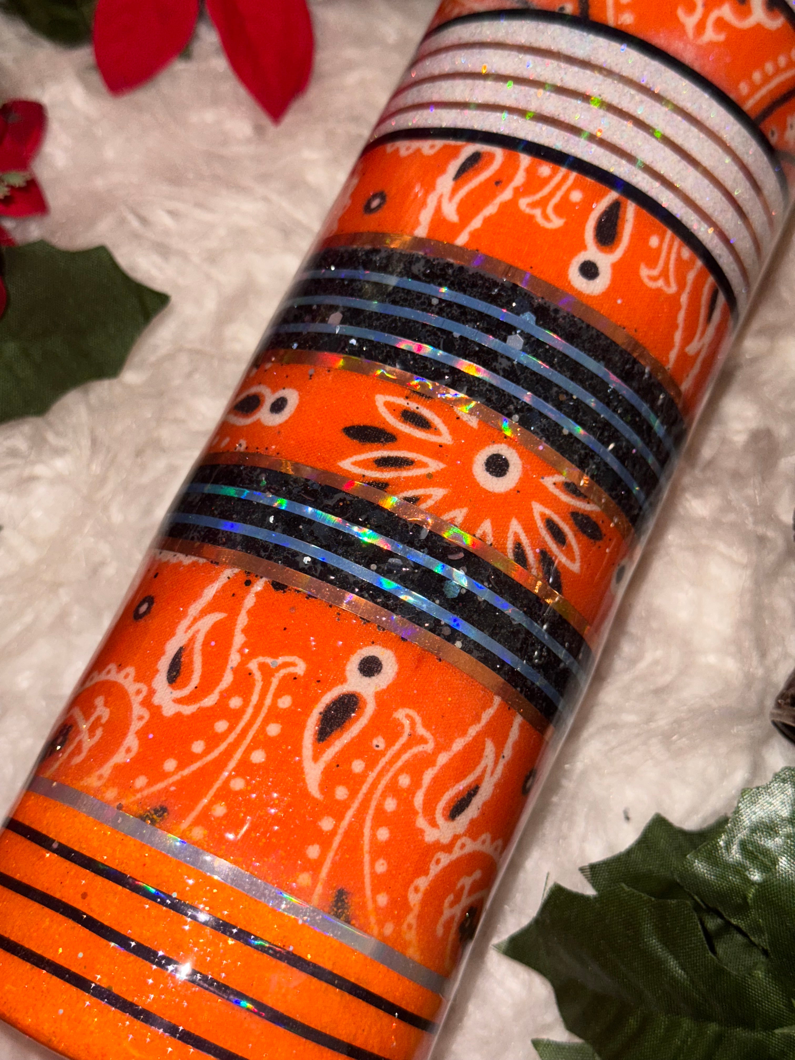 20oz orange bandana ready to ship tumbler – Shawny's Shop