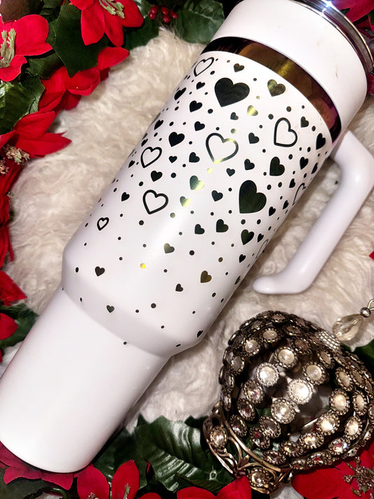 40oz ombré hearts rainbow engraved tumbler