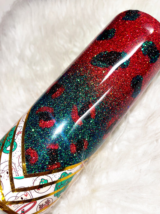 20oz leopard Christmas ready to ship tumbler